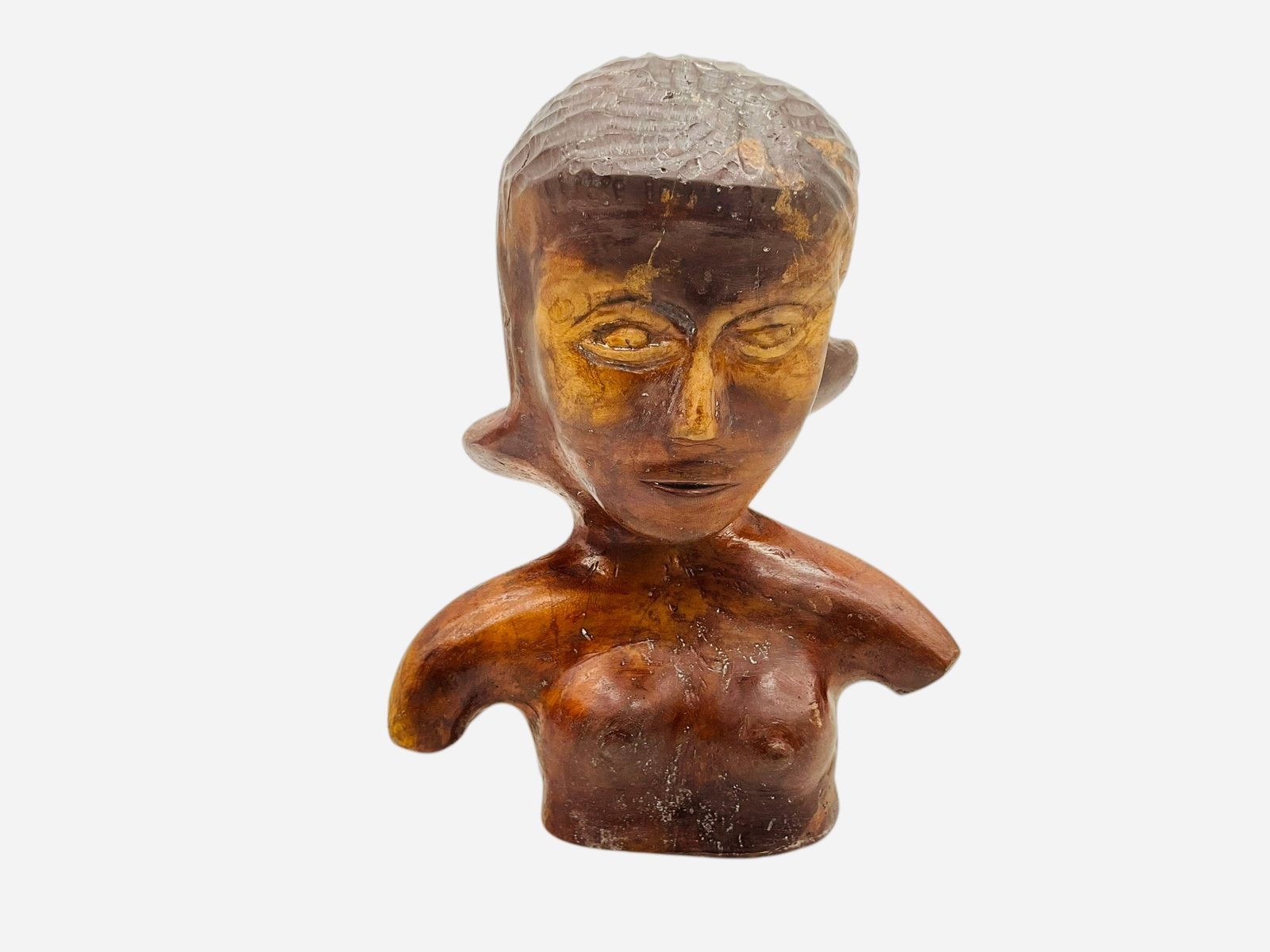 Wood Carved Folk Art Bust (1 of 3)