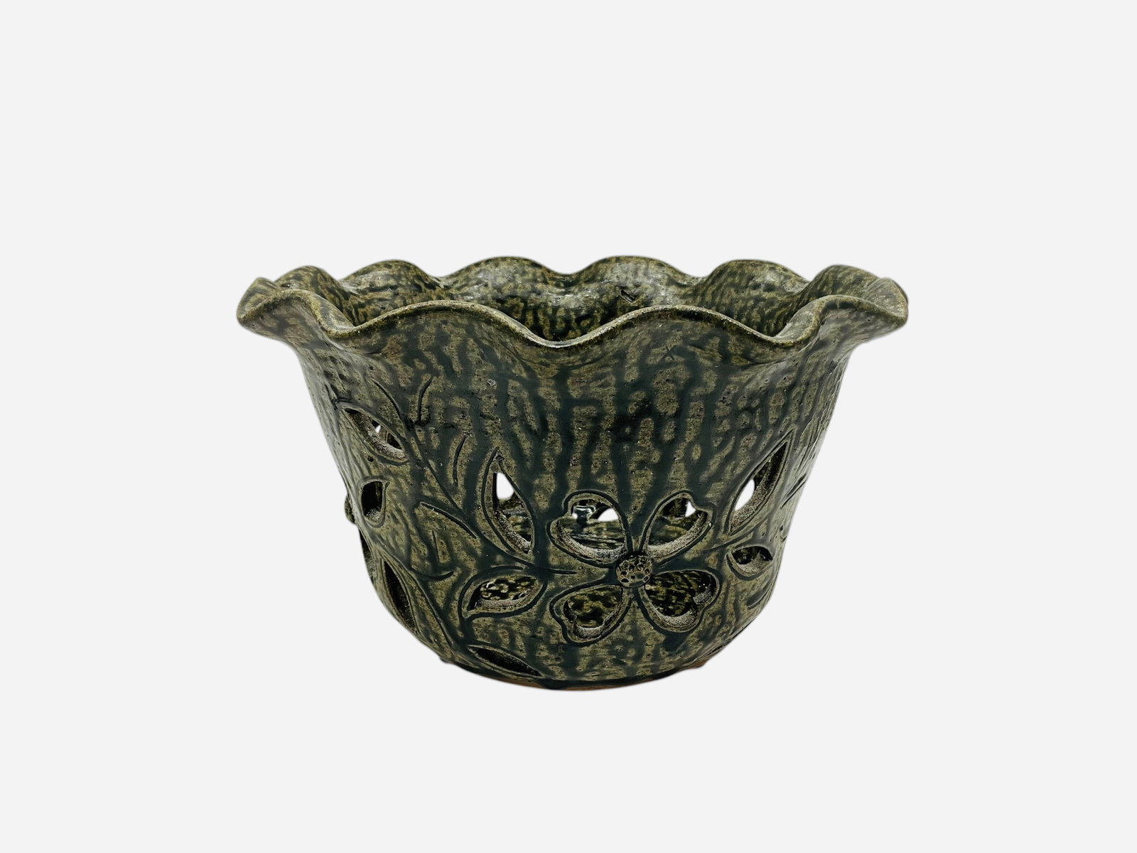 Cleater & Billie Meaders Floral Carved Bowl (1 of 4)