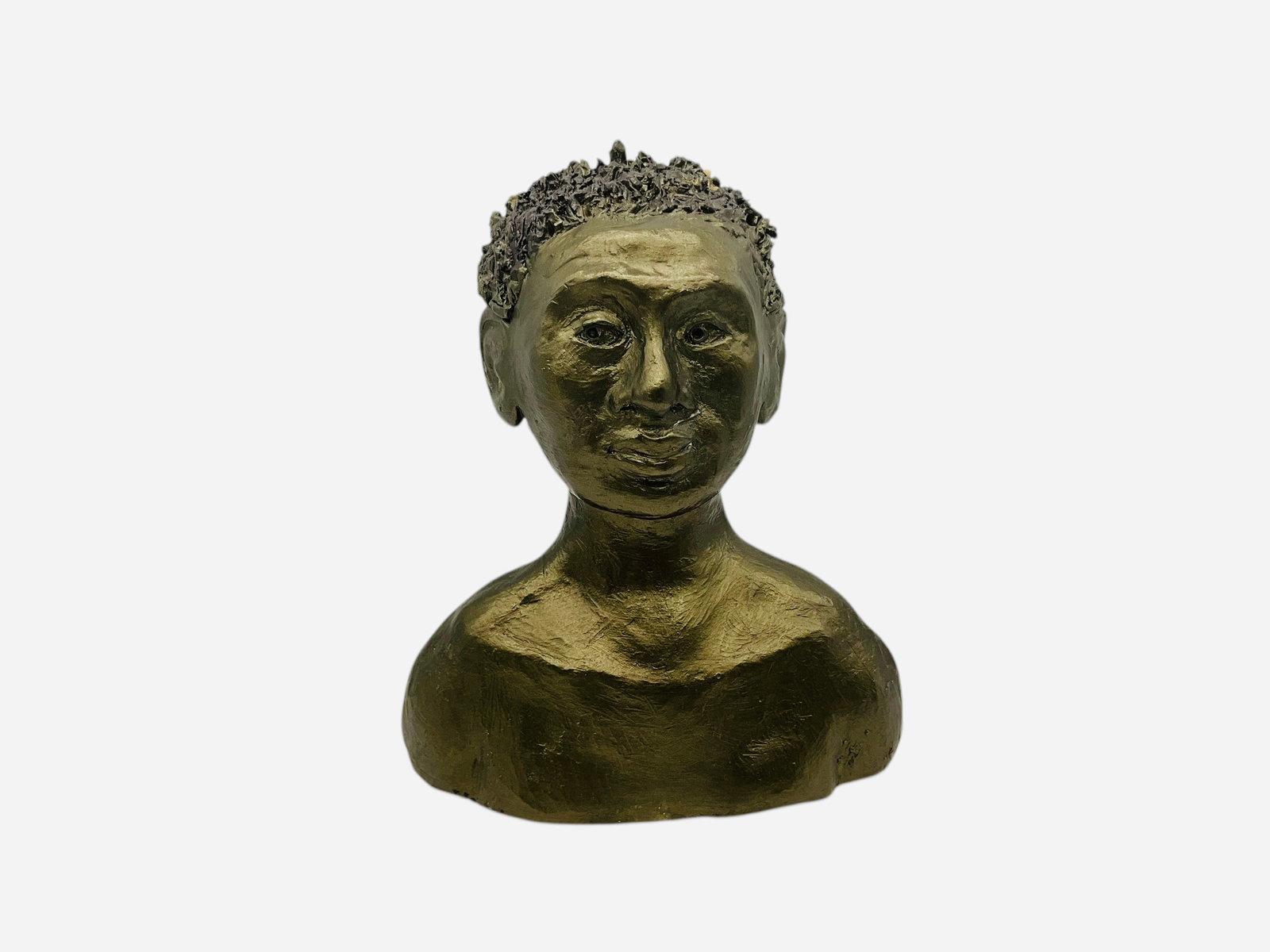 Gold Tone Pottery Bust: Excellent condition. Measures 8"L x 3.5"W x 9.5"H.