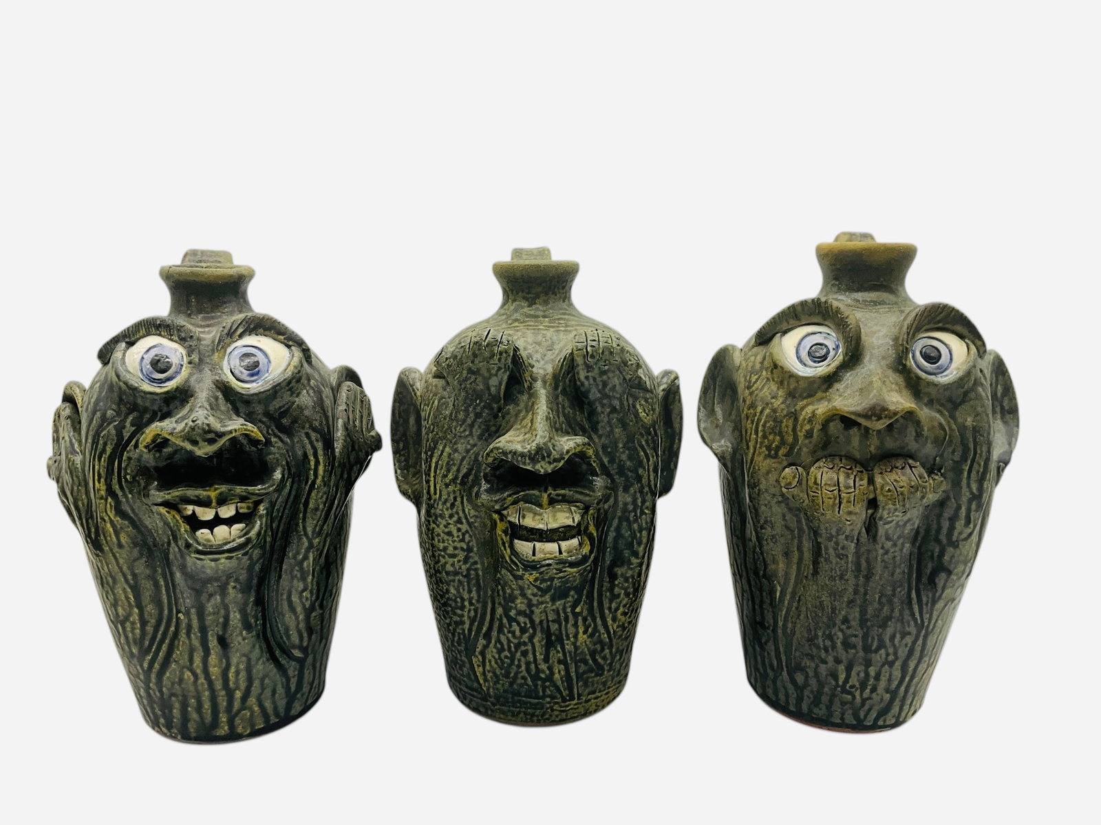 Steve Turpin Hear No/ See No/ Speak No Face Jug Lot Of 3 (1 of 5)