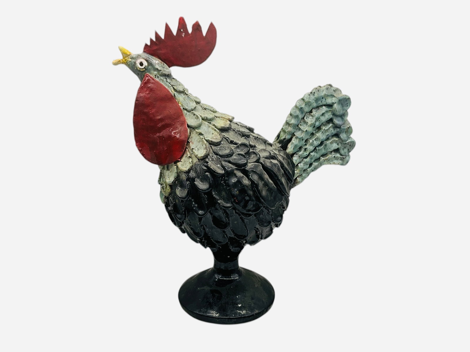 Large Todd Hewell Multi Color Folk Pottery Rooster (1 of 4)