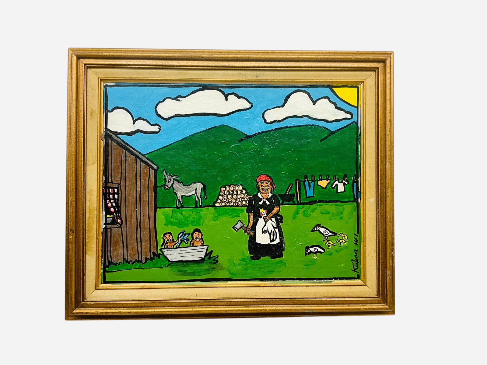 Kip Ramey Folk Art Painting on Board (1 of 3)