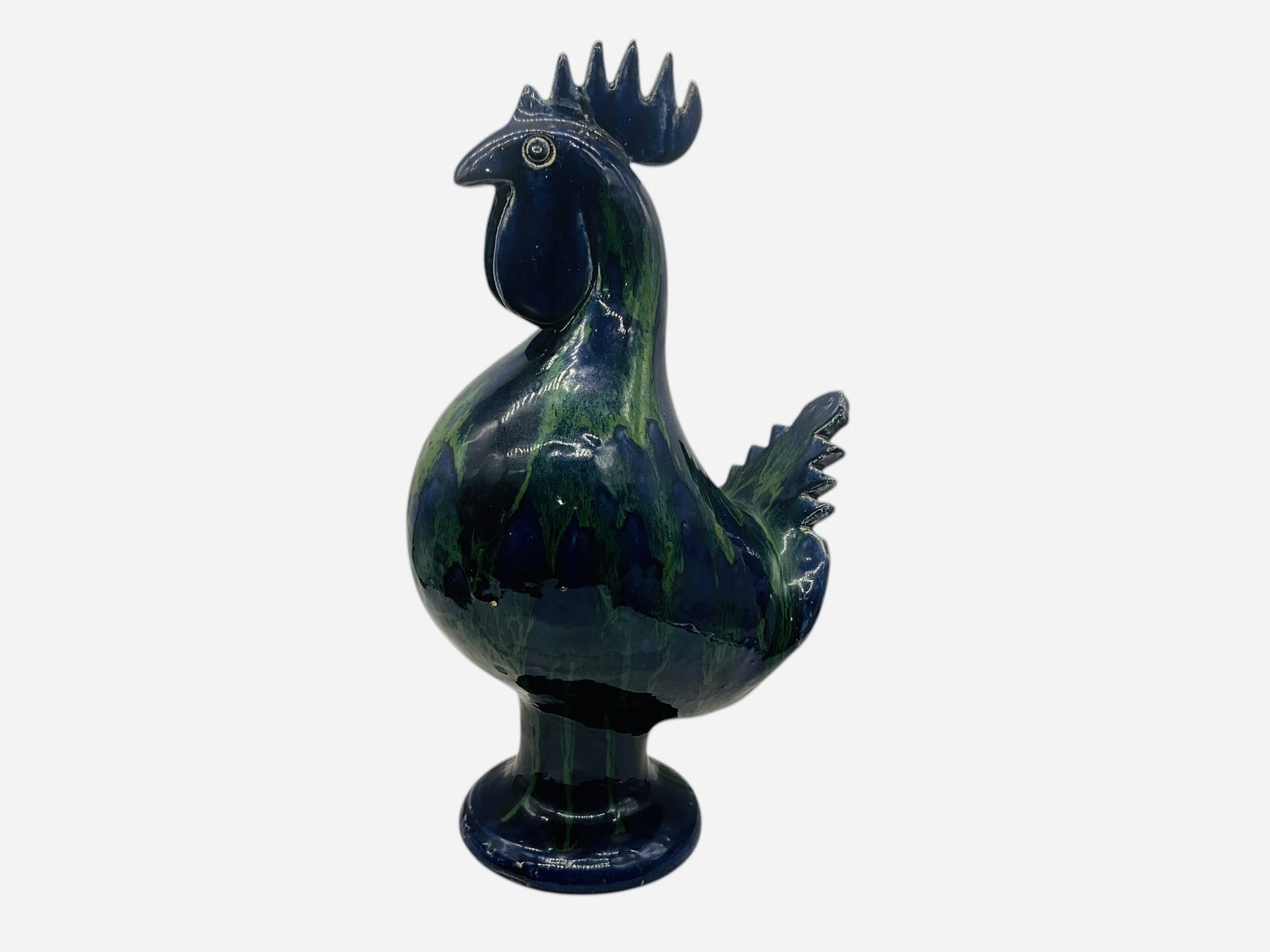 Edwin Nub Meaders Blue / Green Glaze Rooster 1996 (1 of 6)