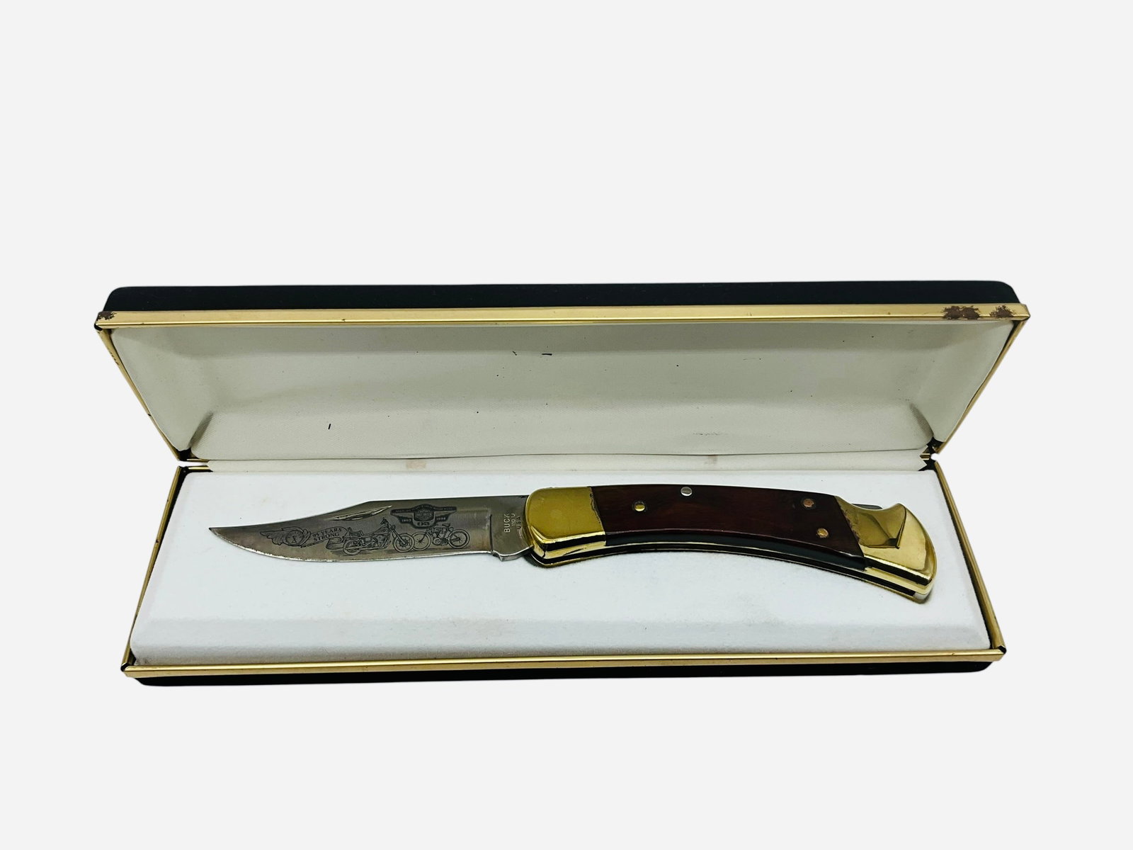 Buck 110U Harley Davidson Pocket Knife: Excellent condition in case. 187/3000. Total length is 8.5 inches.
