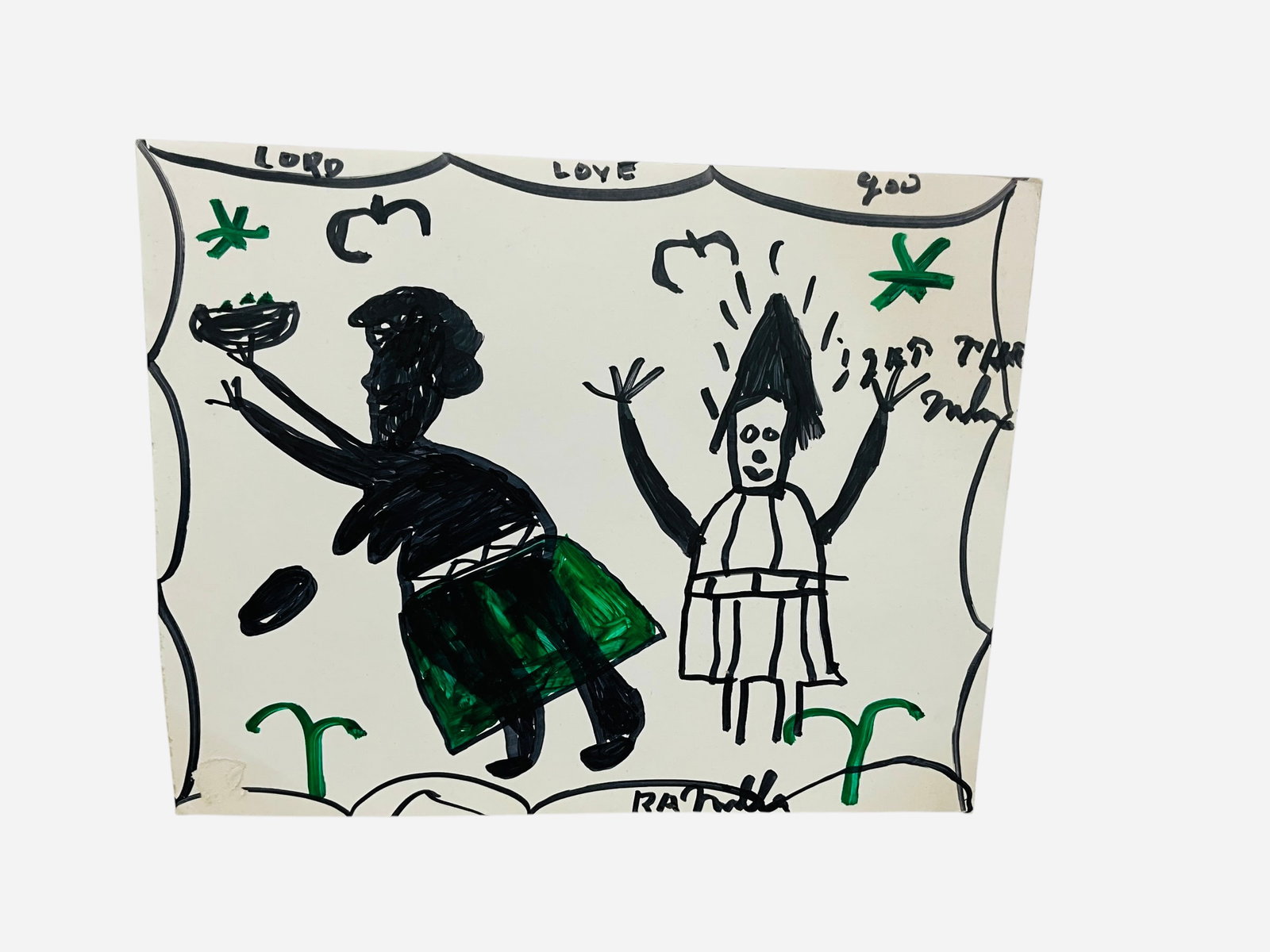 R.A. Miller LORD LOVE YOU Folk Art Painting (1 of 2)