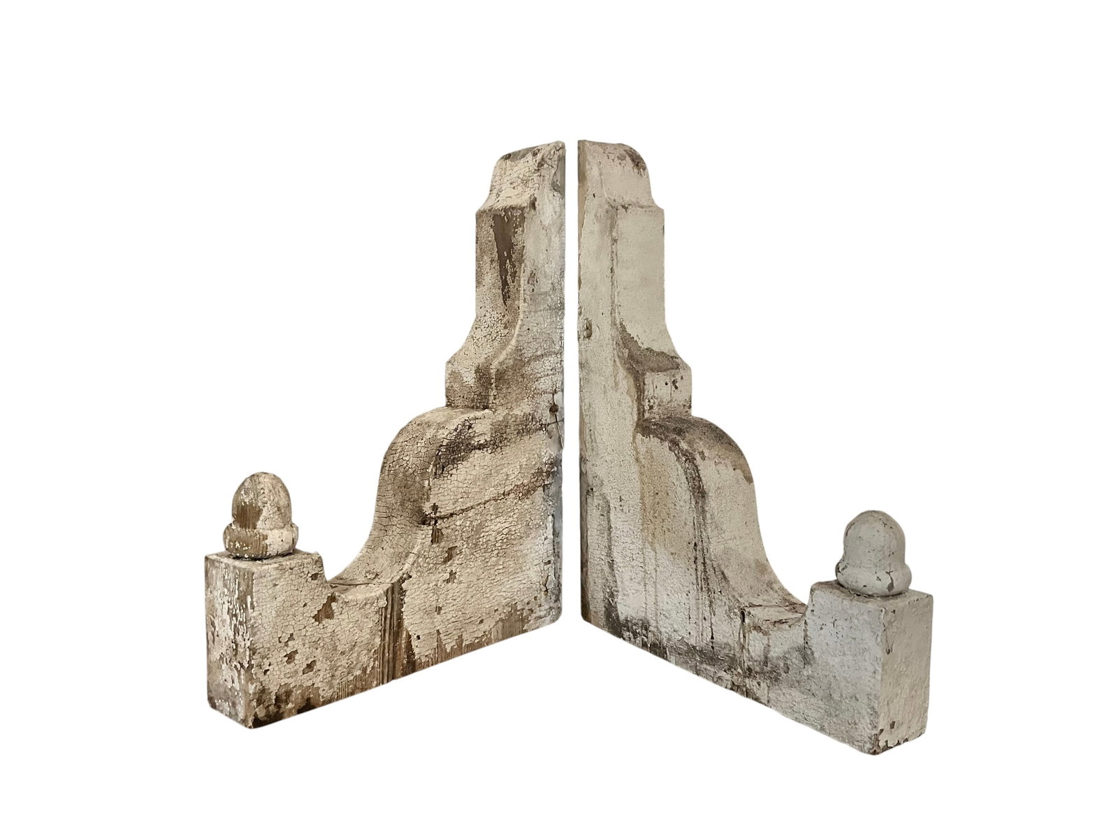 Pair Antique Wooden Matching Corbels Architectural Salvage: Vintage condition. Still very solid. 21 inches tall x 15 1/2 inches deep. 2 1/2 inches thick. Great for decor or sconce light making. 
