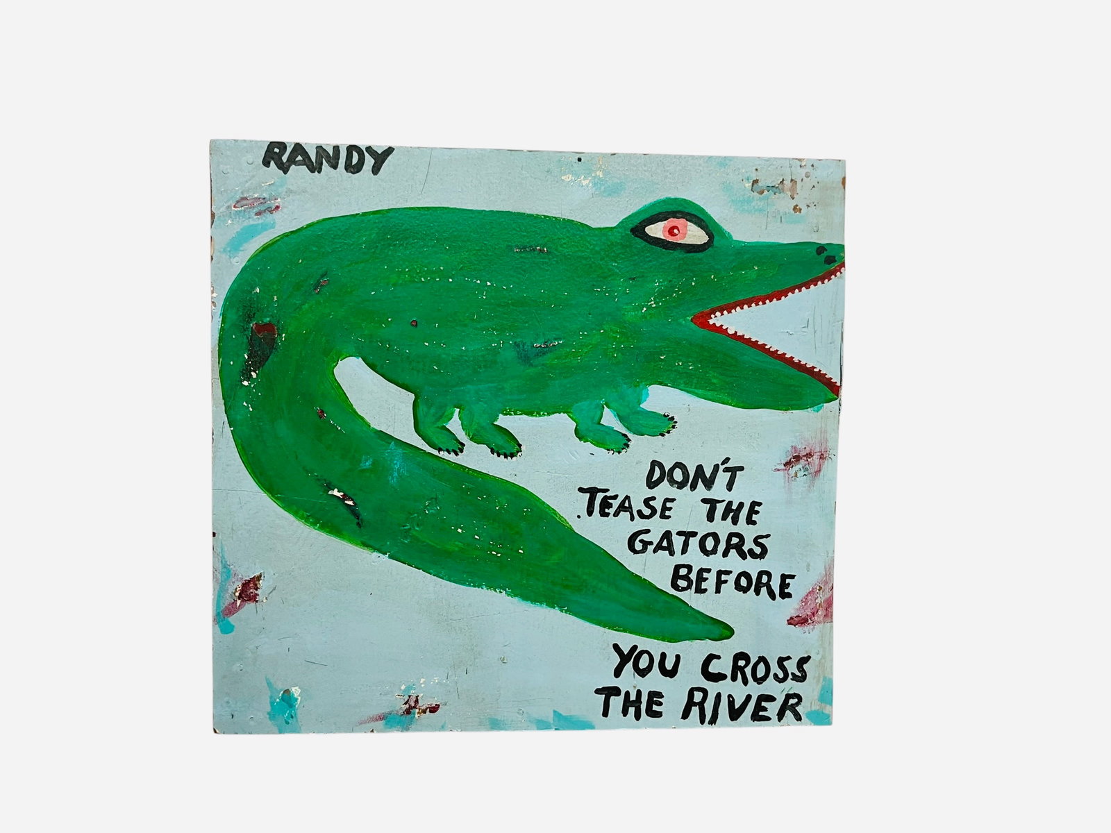 Randy Tobias Gator Folk Art Painting On Board (1 of 2)
