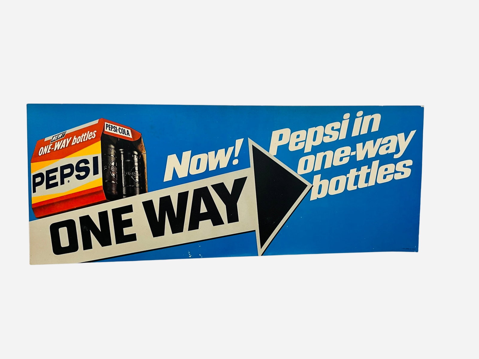 Original Vintage Pepsi Cola Advertising Sign NOW! PEPSI IN ONE-WAY BOTTLES (1 of 3)