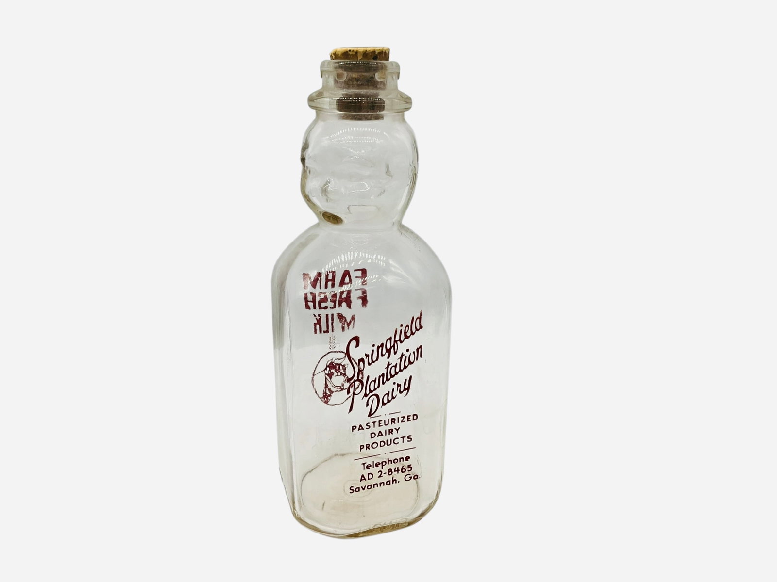 Vintage Baby Face Dairy Milk Bottle - Springfield Plantation Dairy Savannah, GA (1 of 4)