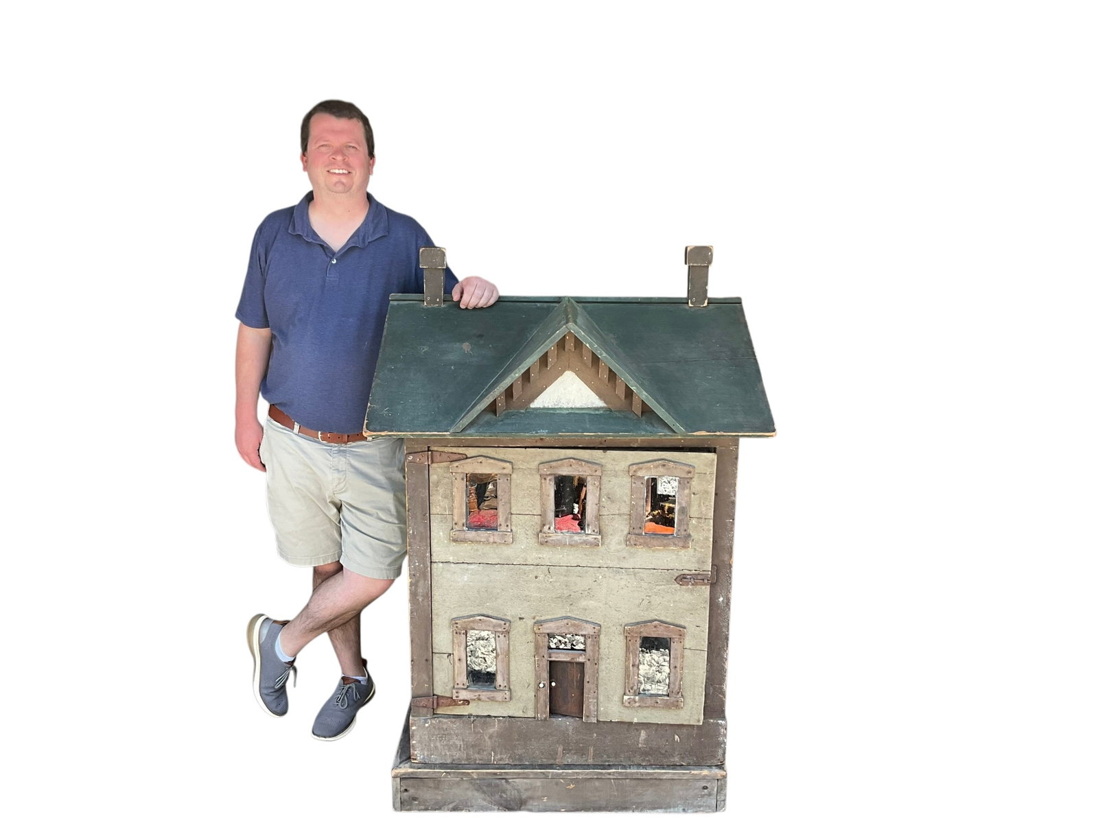 Exceedingly Rare Hand Made Primitive Doll House: I'm not one that gets excited over dollhouses, but this is a stunning piece. Mid to late 1800's fresh out of a plantation home in Kentucky. Possibly slave made. This massive primitive dollhouse stands