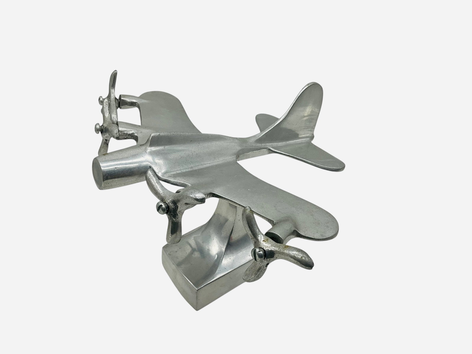 Vintage Art Deco Chrome Metal Airplane Desk Model (1 of 4)