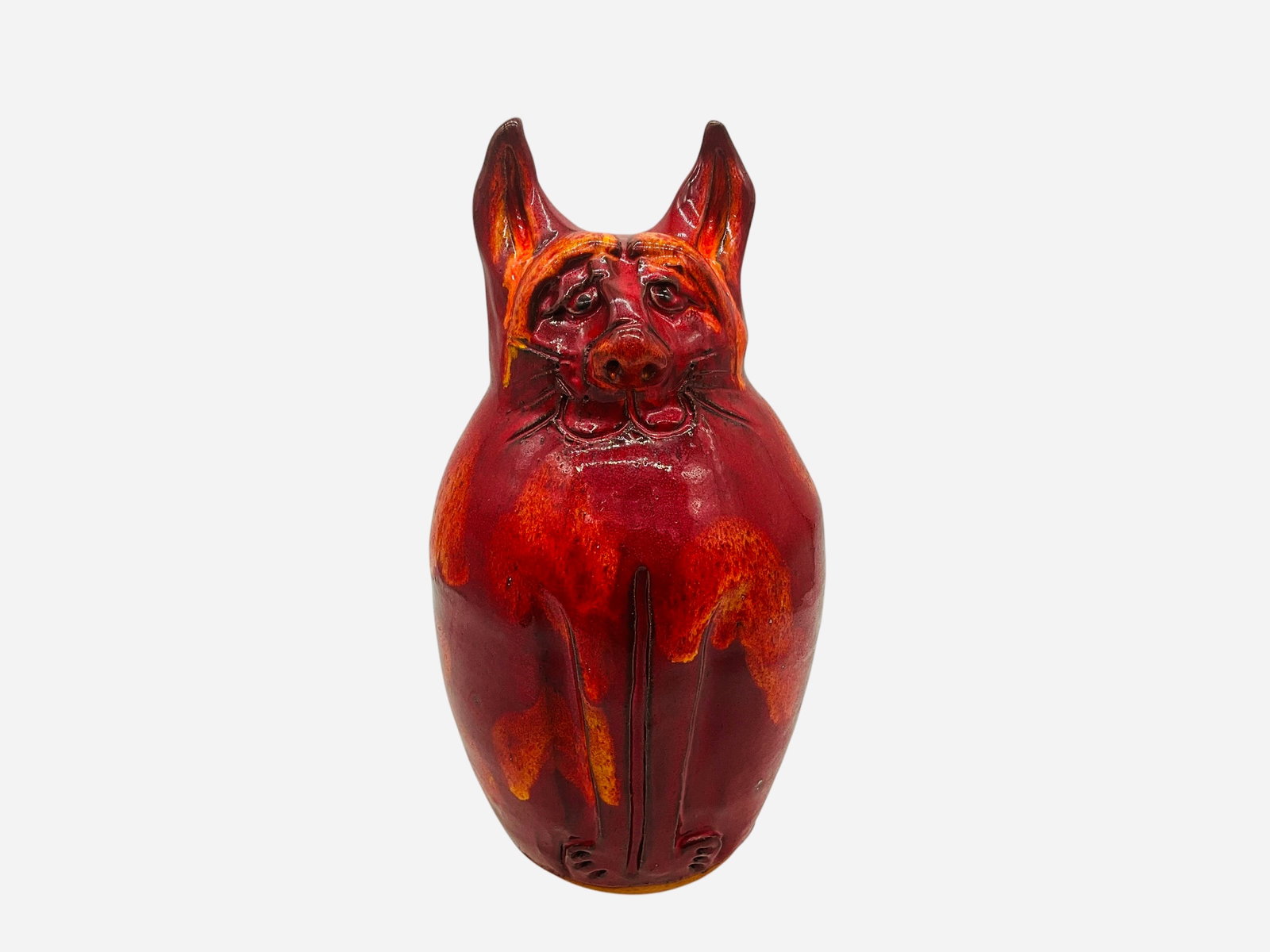 Mike Hanning Red Folk Pottery Cat (1 of 3)