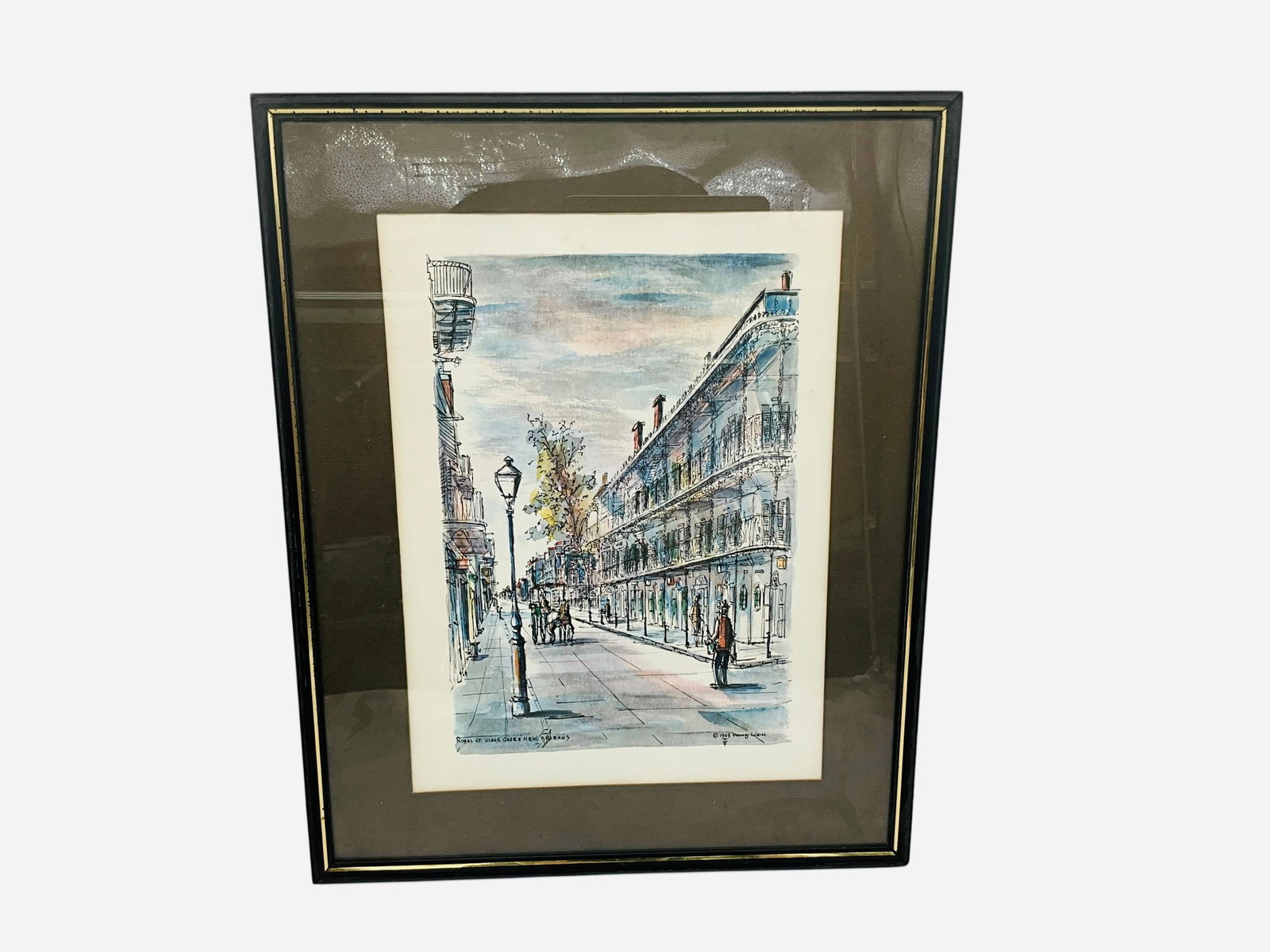 Franz Weiss New Orleans Print: Royal Street Vieux Carre New Orleans. Dated 1969. Item is framed and measures 20" x 16".