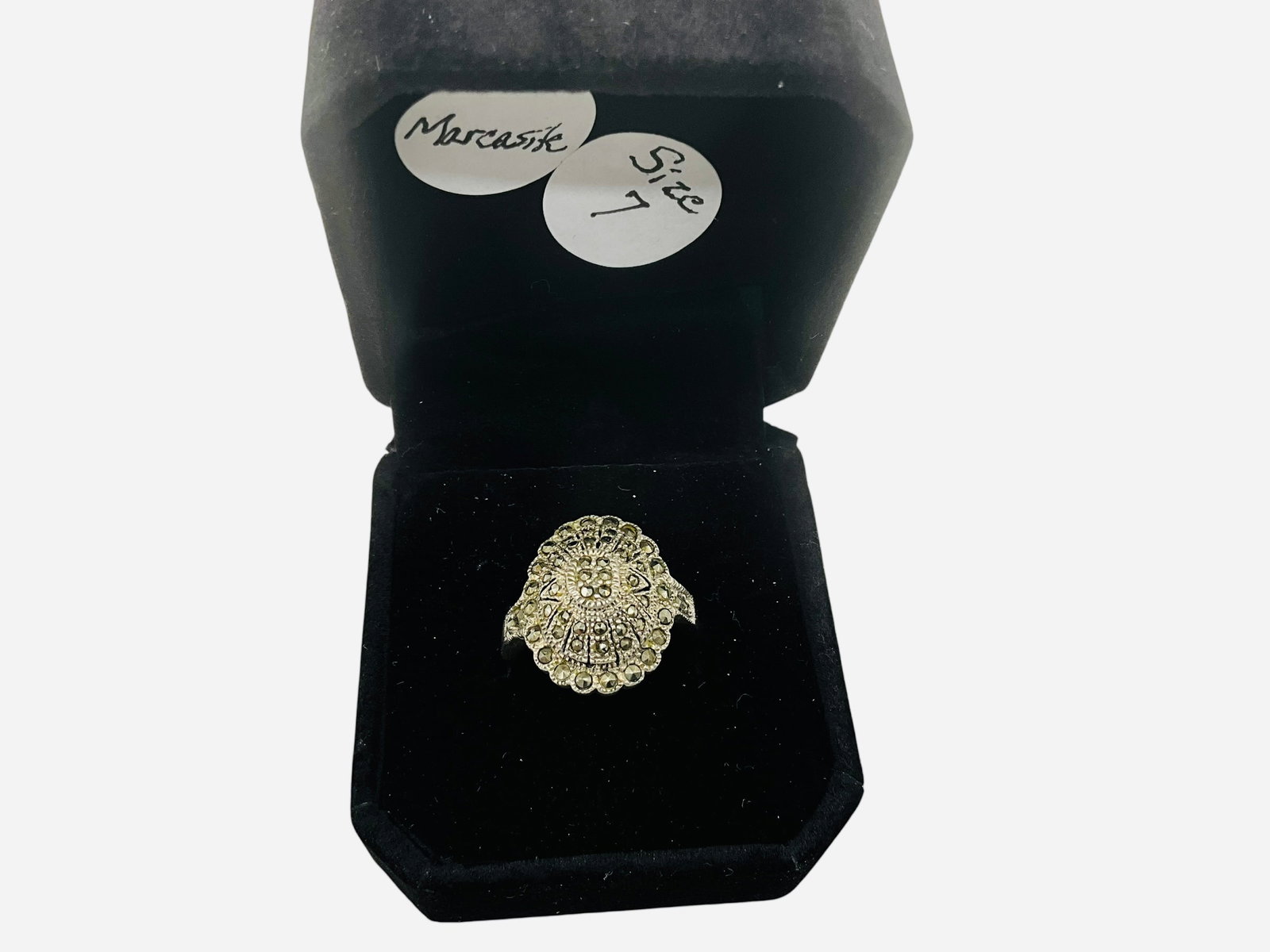 Sterling Silver Marcasite Ring: Great condition. Size 7.