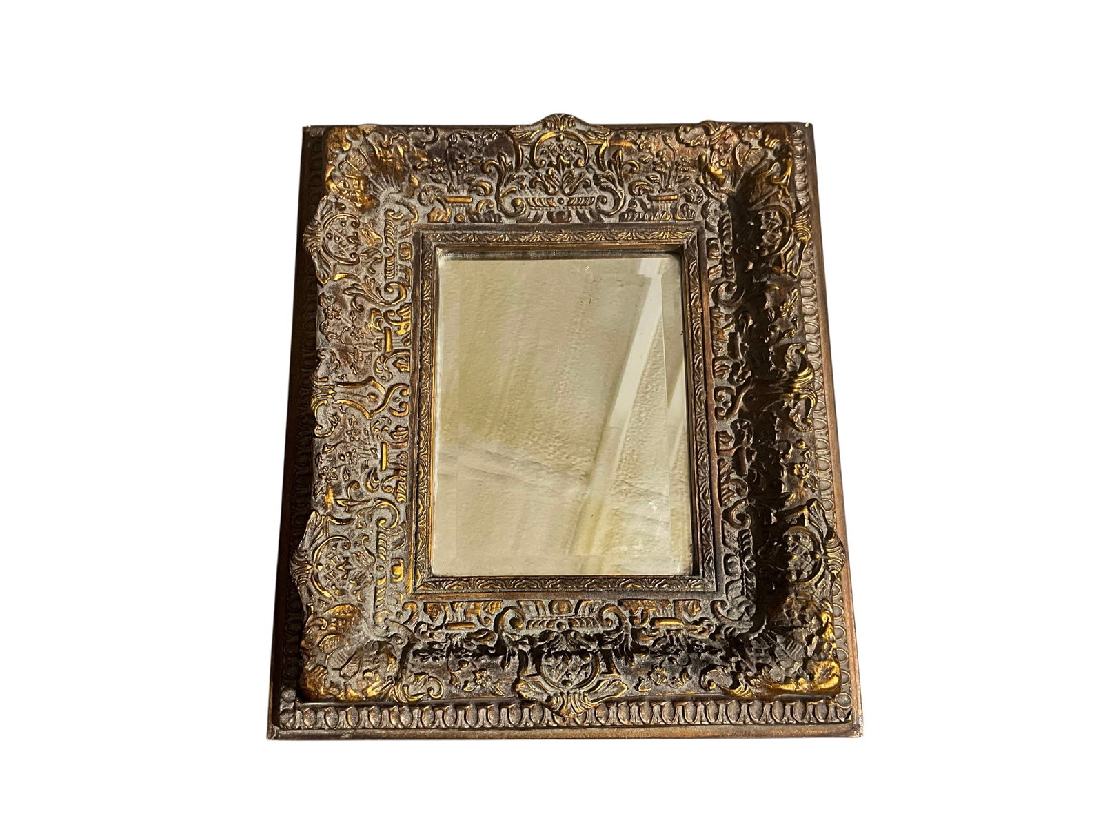 Windsor Art Baroque Beveled Glass Mirror: Great condition. Windsor Art & Mirror Company paper tag on back. Measures 15.25" x 13.5".
