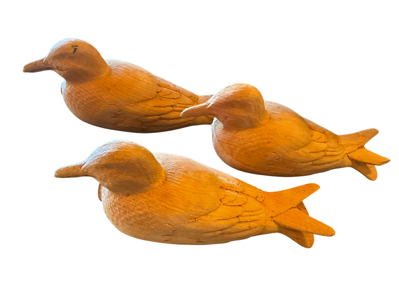 3 Large Hand Carved Birds 12â€? Long: See photos. 