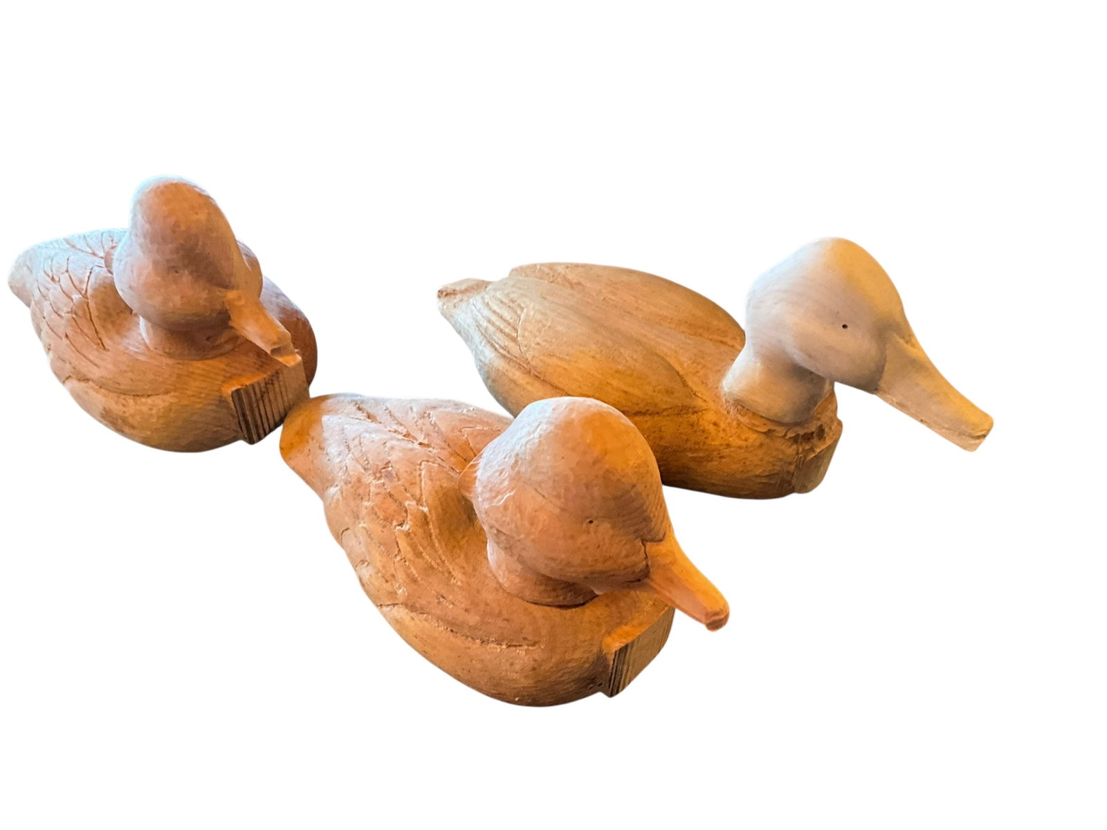 Lot Of 3 Hand Carved Ducks 12â€? Long (1 of 3)