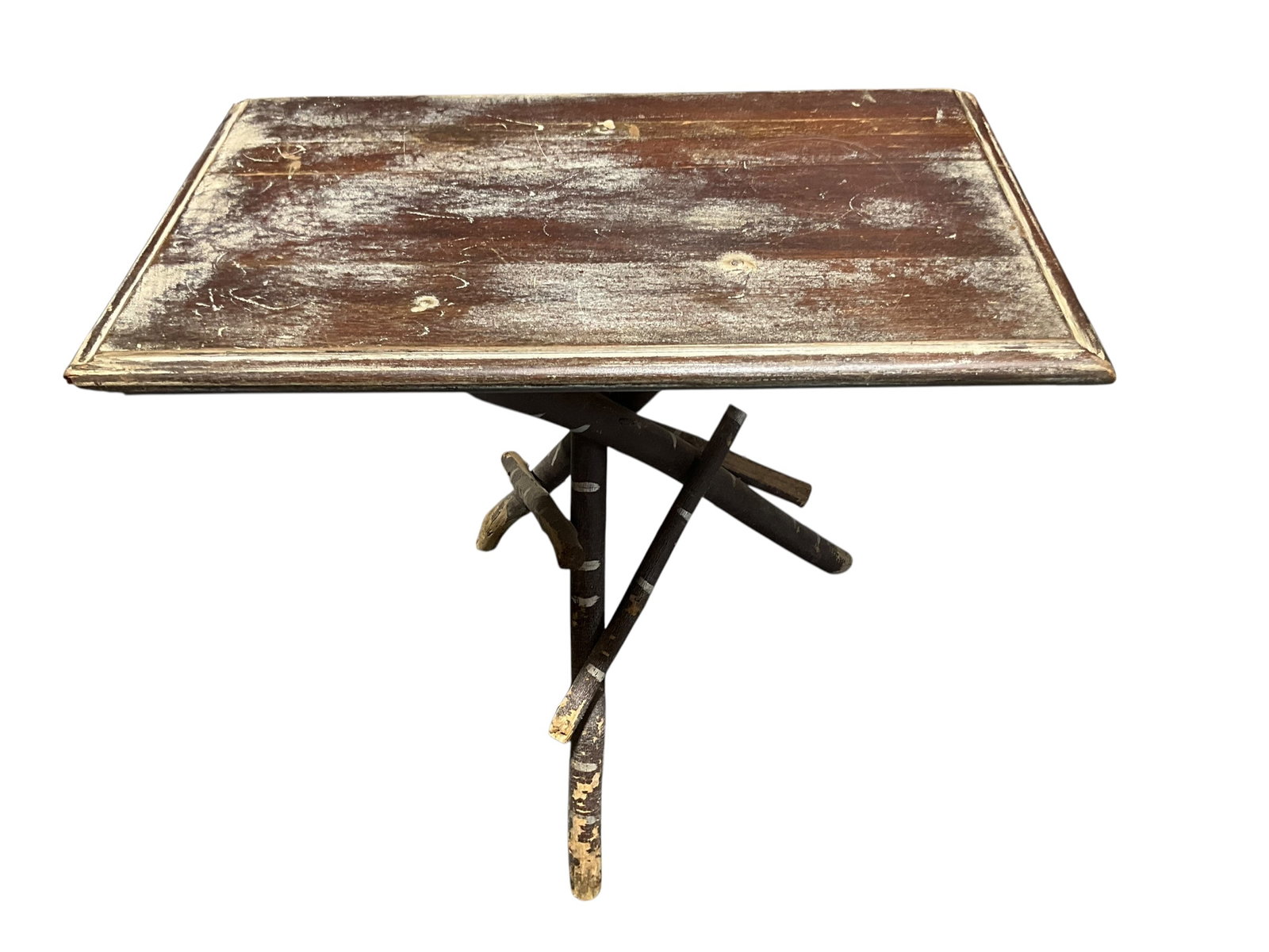 Vintage Twig Table: Overall good condition. Measures 24 inches wide x 14 inches deep x 21 inches tall. 