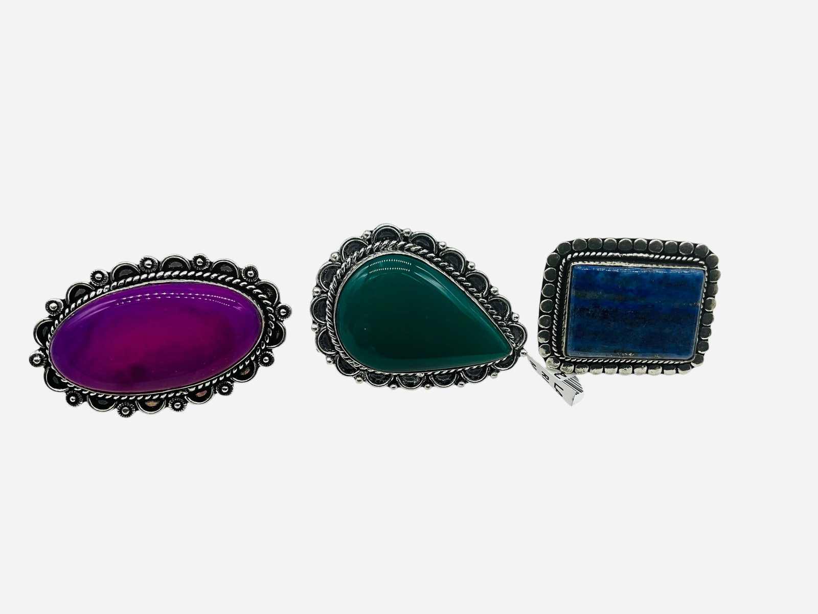 Lot Of 3 German Silver Rings Onyx Lapis: New with tags. All size 9. See photos. 