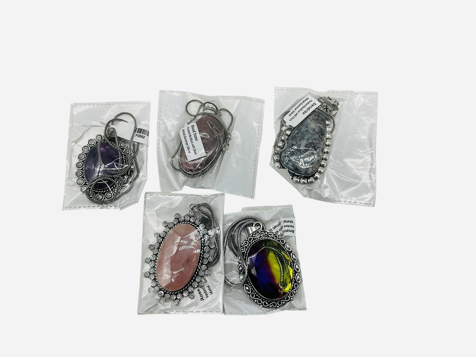 Lot Of 5 German Silver Necklaces With Stones NEW (1 of 1)
