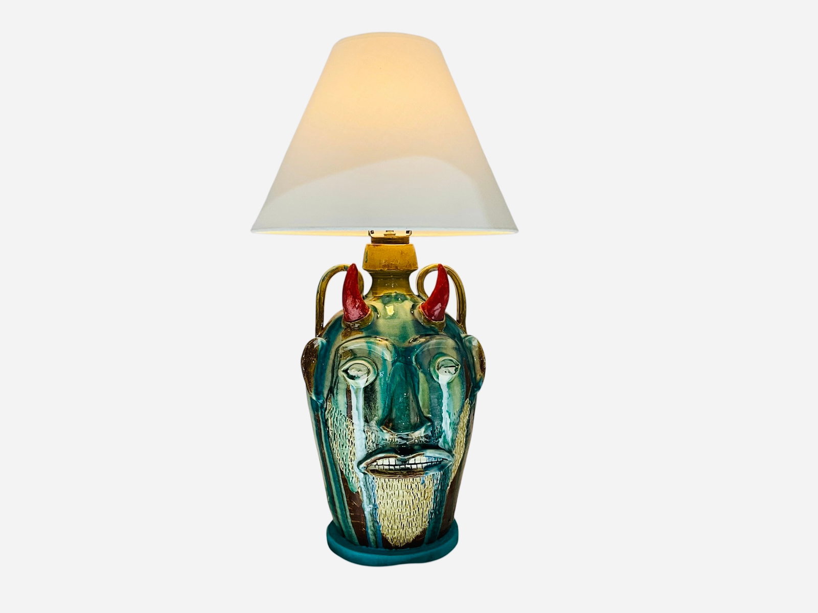 Large Randy Tobias Crying Eyed Devil Face Jug Table Lamp (1 of 5)