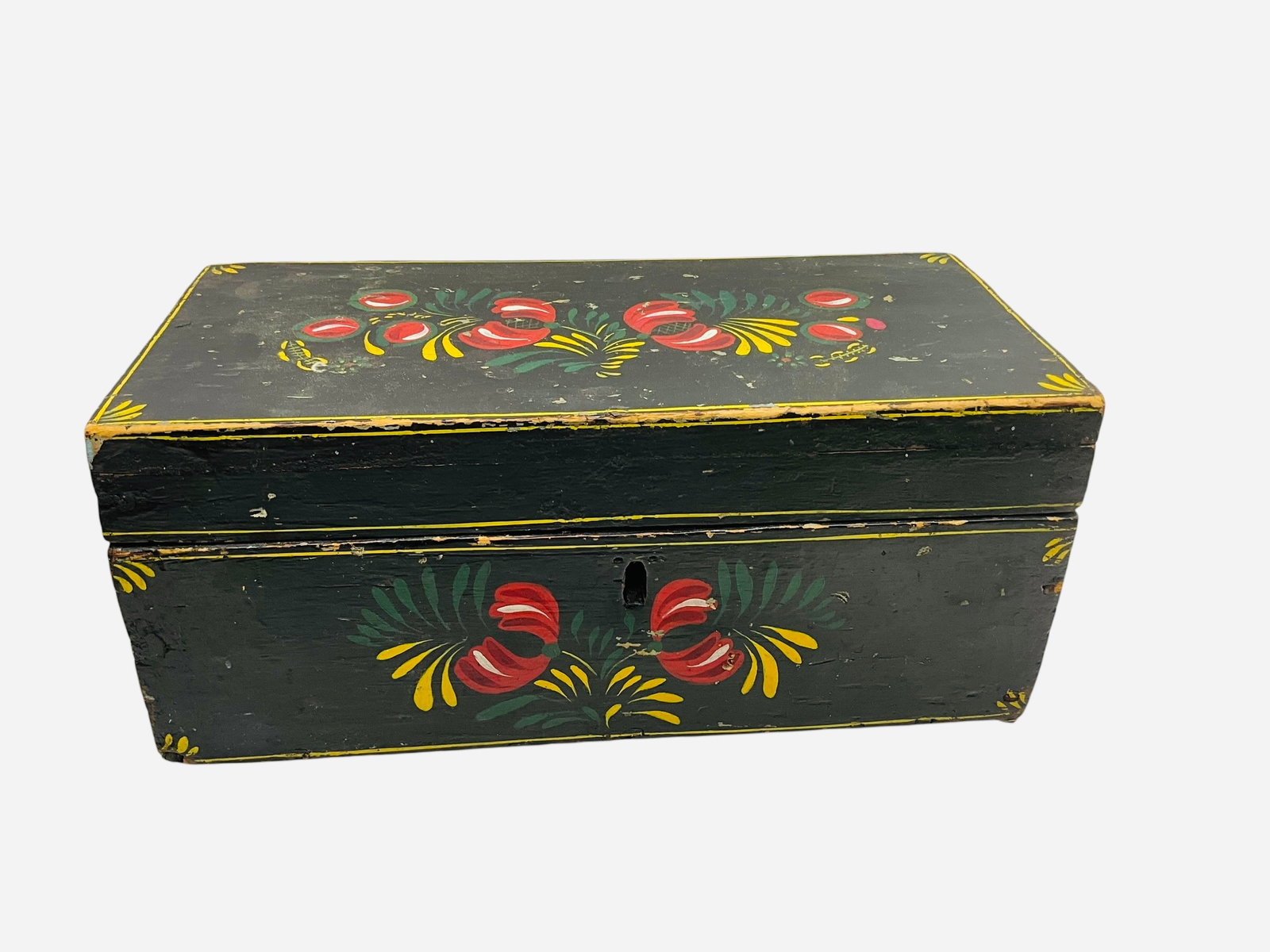 Antique Wooden Toleware Painted Box (1 of 7)