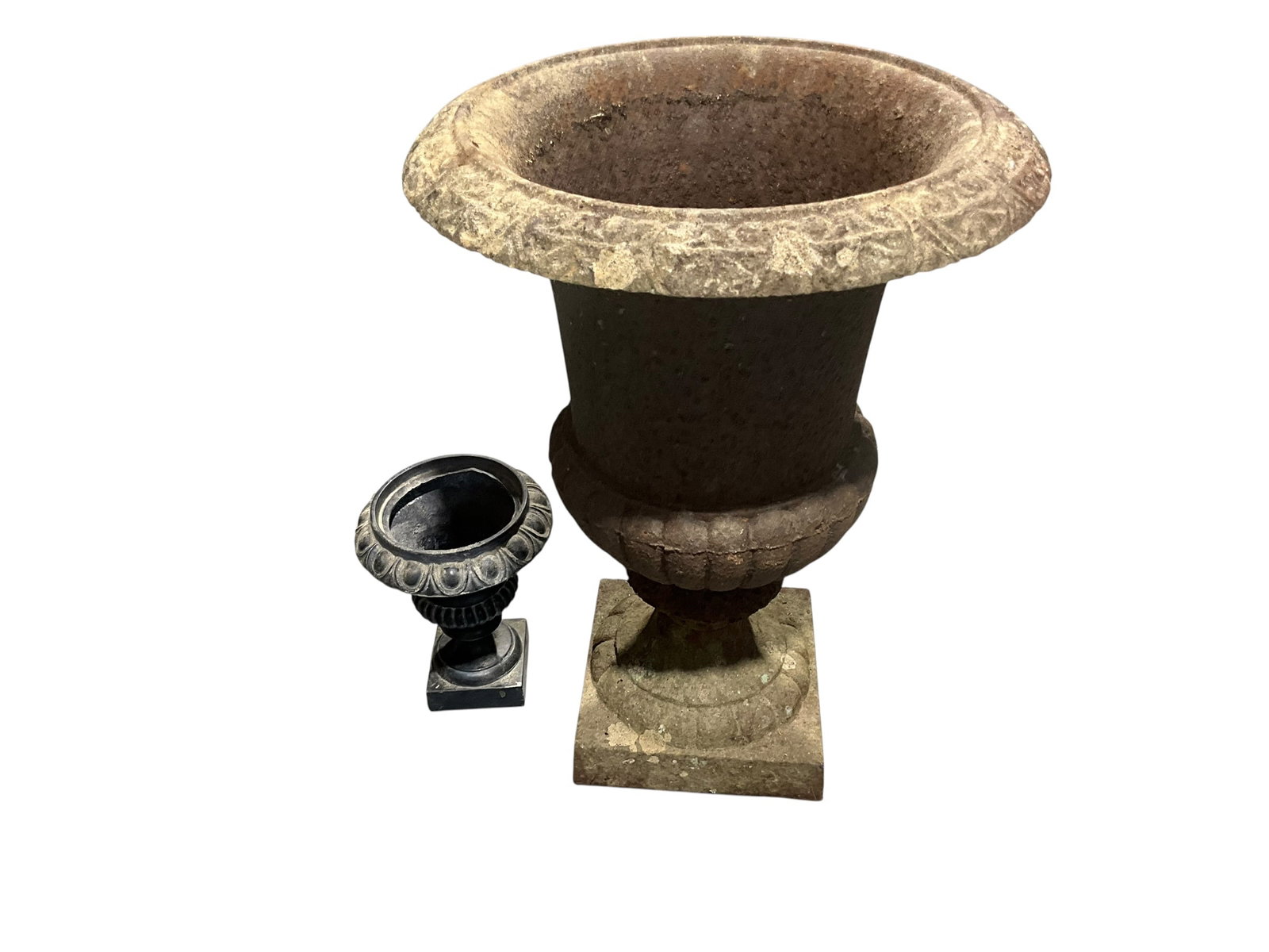 Two Cast Iron Planters - Large & Small (1 of 2)