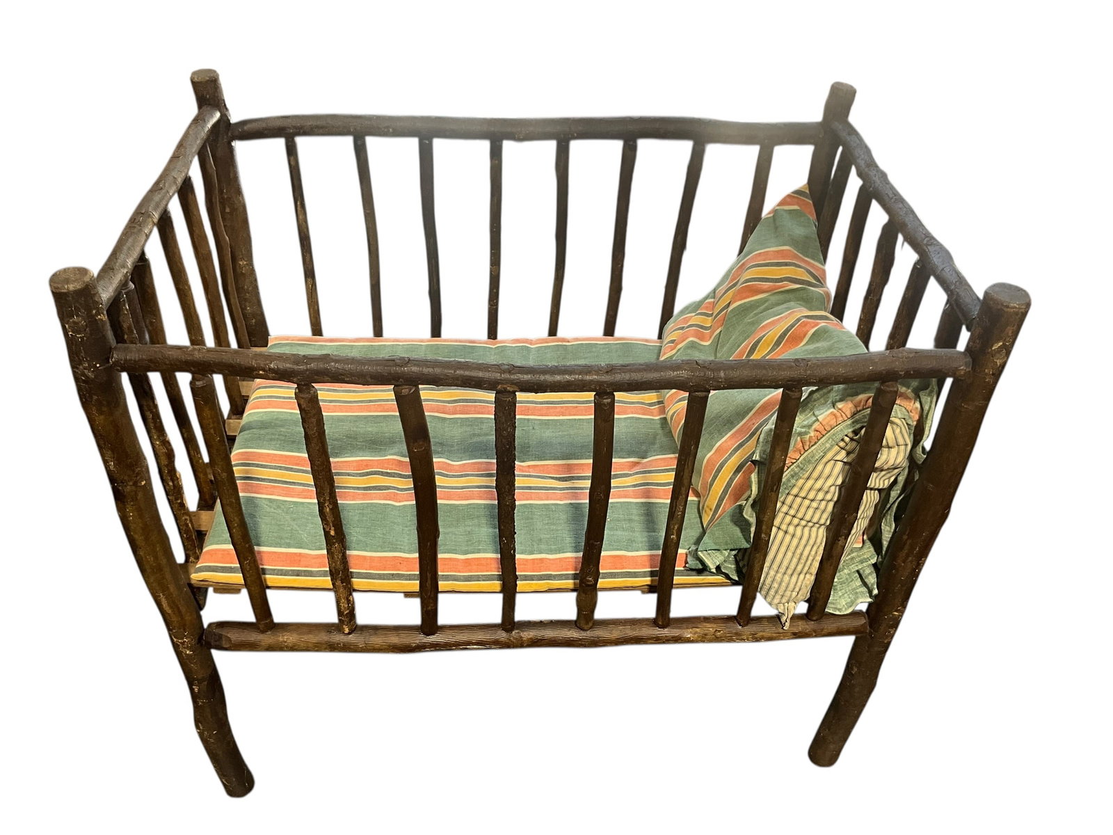 Antique Hickory Log Baby Crib (1 of 8)