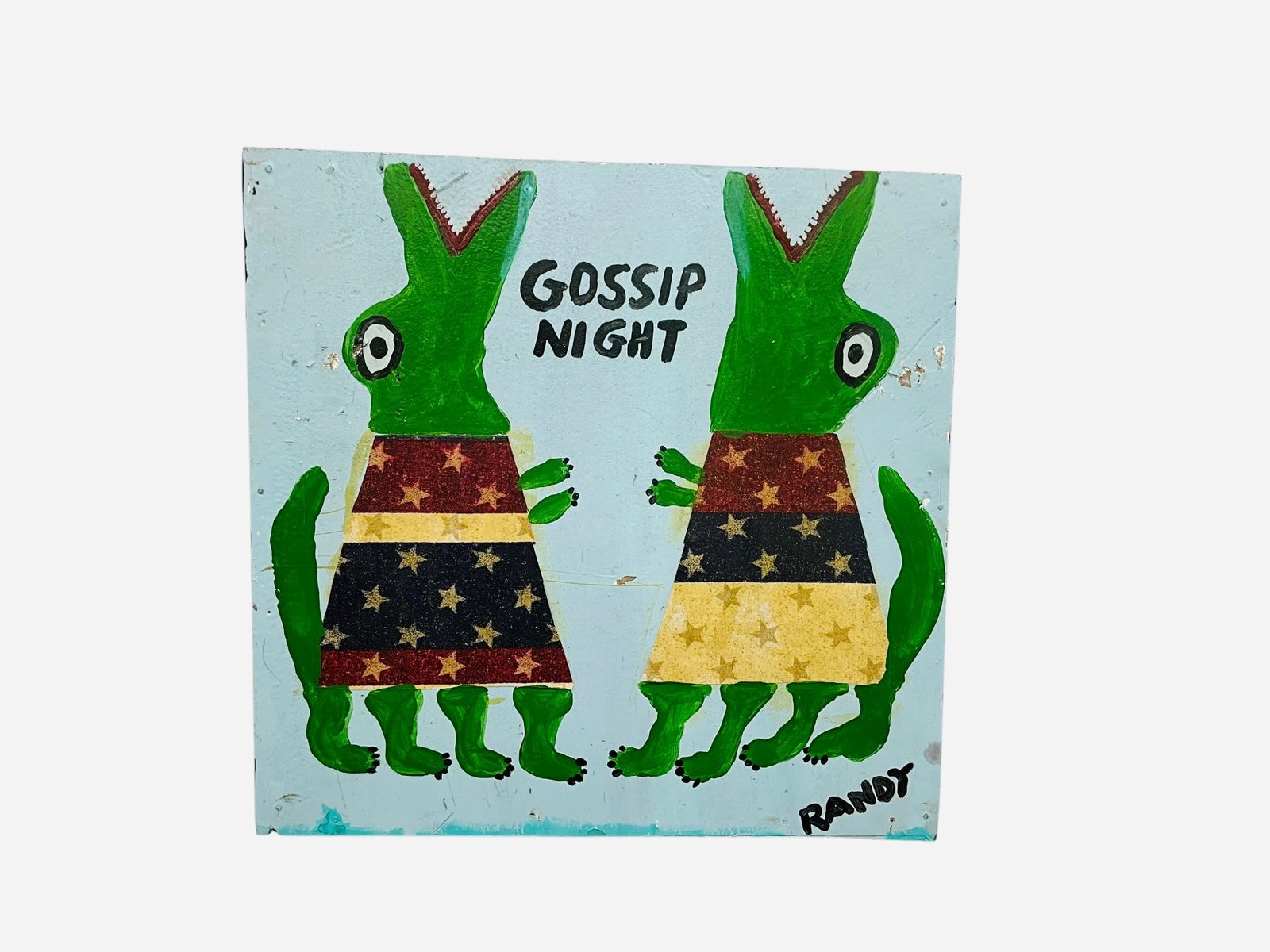 Randy Tobias Folk Art Painting - Gossip Night (1 of 2)
