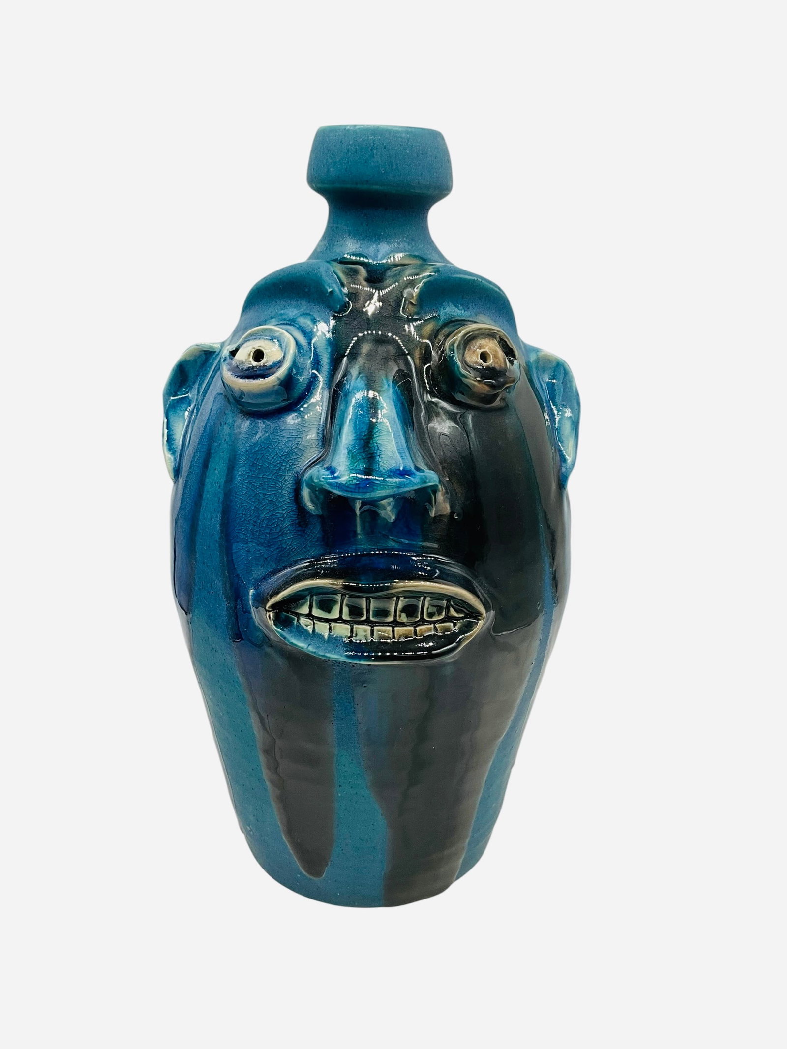 Randy Tobias Blue Face Jug (1 of 3)