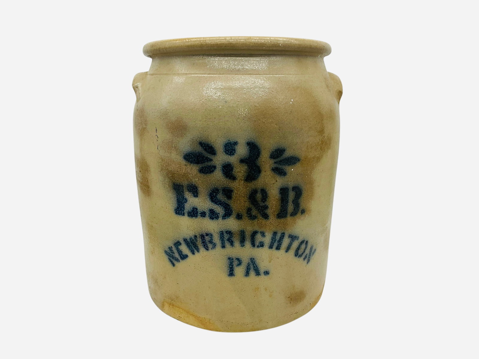Elverson, Sherwood & Barker (E.S. & B.) New Brighton Pennsylvania Stoneware Crock (1 of 4)