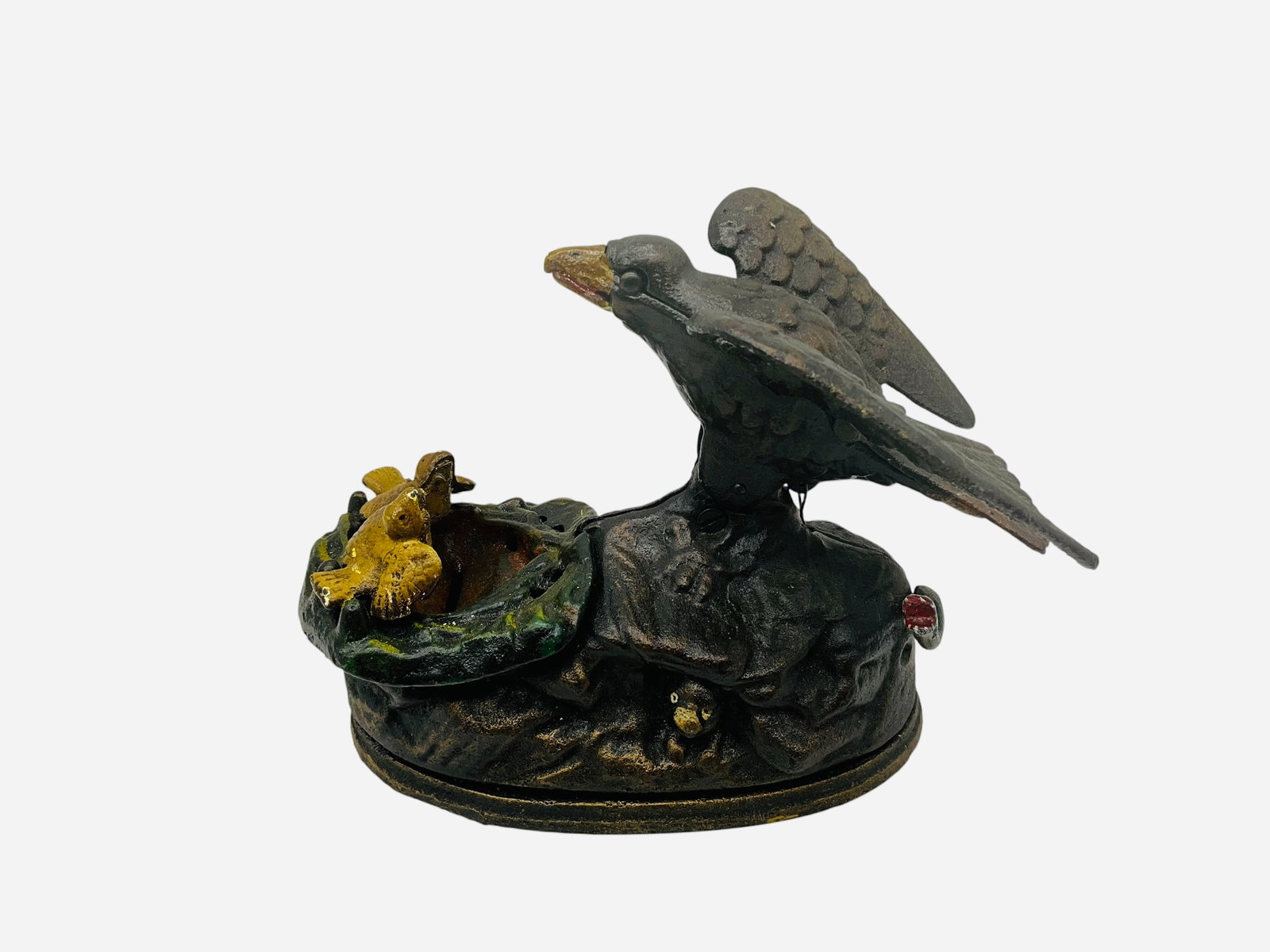 Reproduced Mechanical Cast Iron Eagle Eaglets Bank (1 of 3)