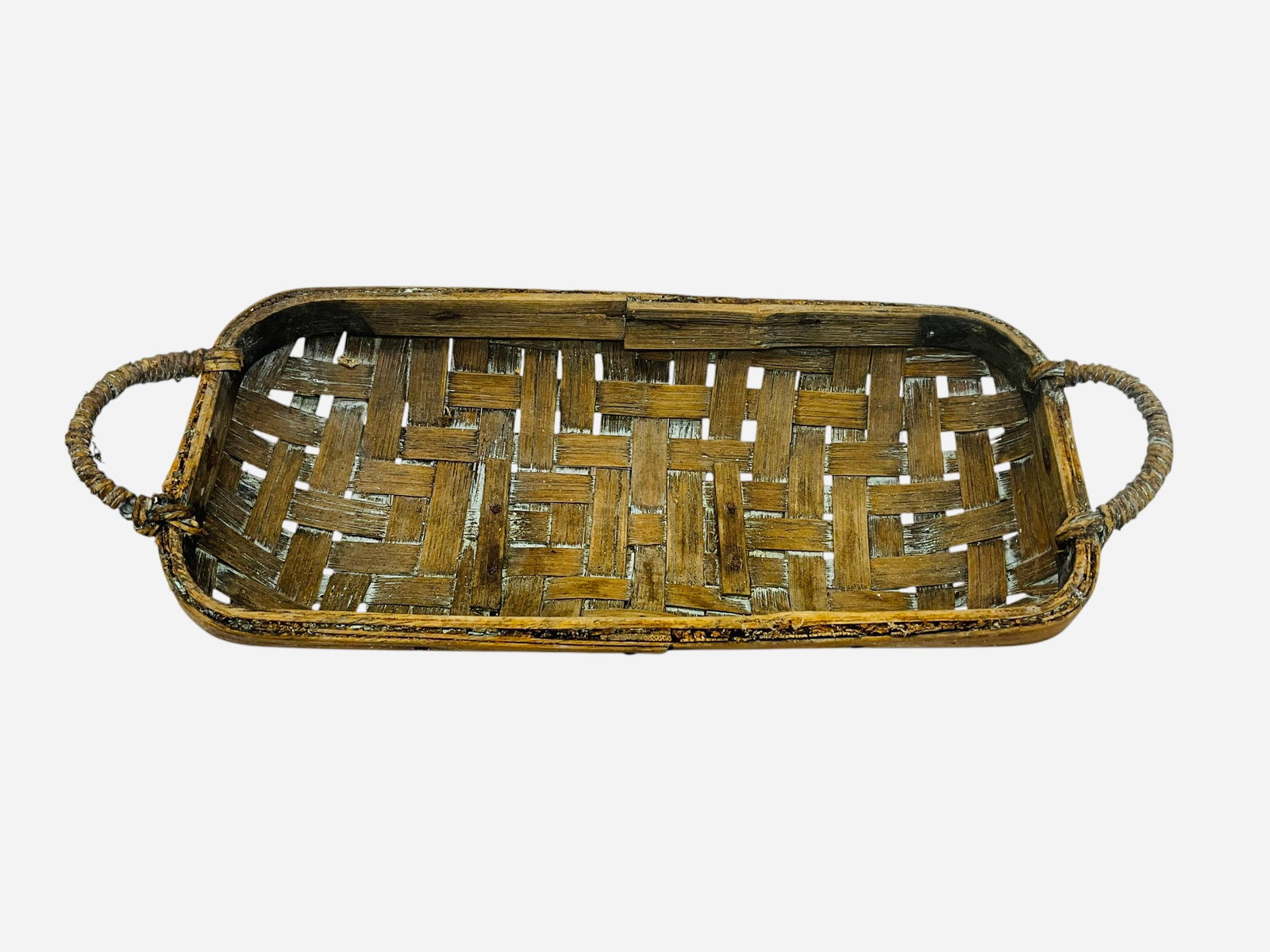 Primitive Small Table Top Split Oak Basket - 2
