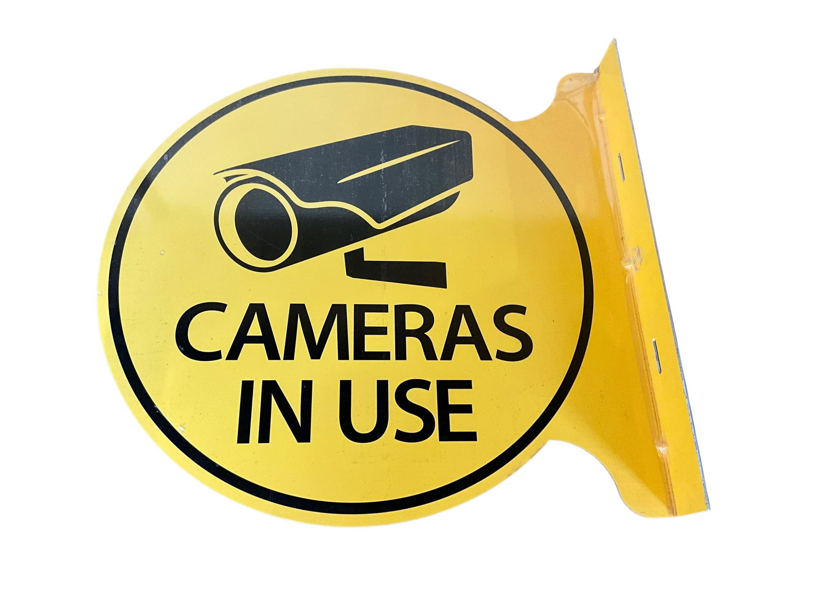 Metal â€?Cameras in Useâ€? Flange Sign: Excellent condition. Measures 19" x 17.75".