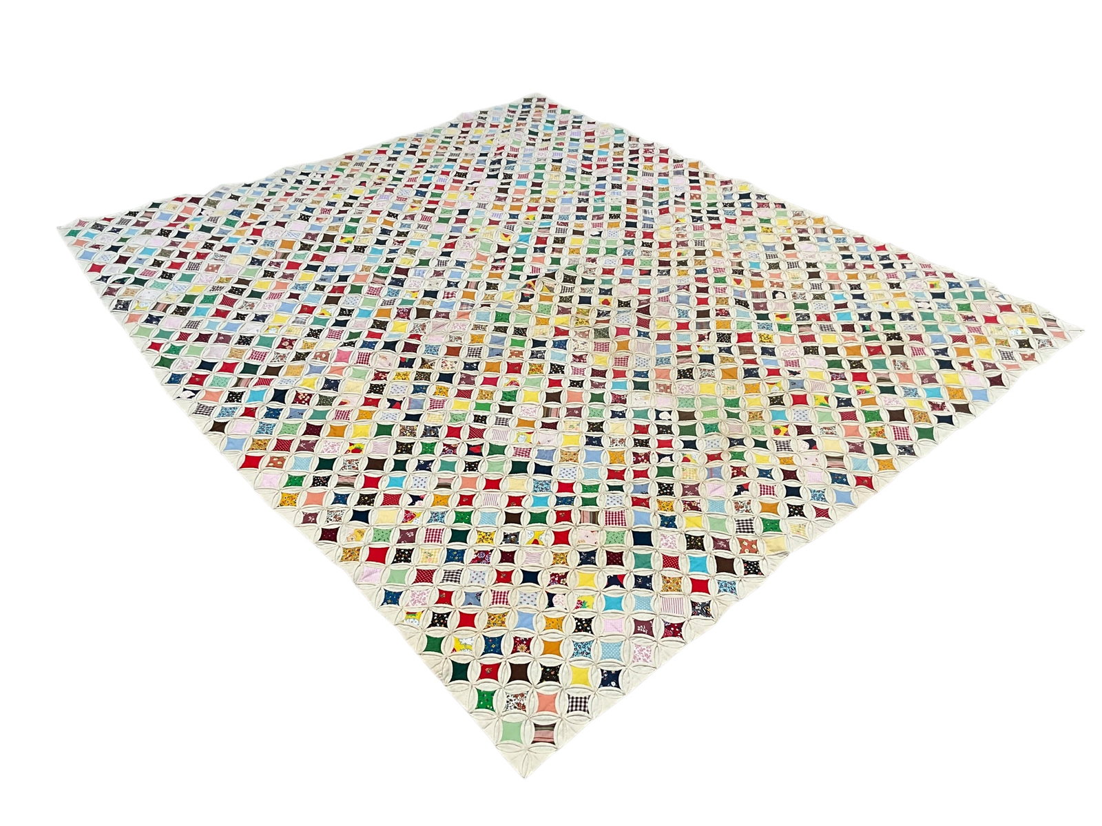Cathedral Window Quilt Cornelia Ga With Makers Letter: Actual size is 88 x 73 inches. Good condition. See letter in photos. 