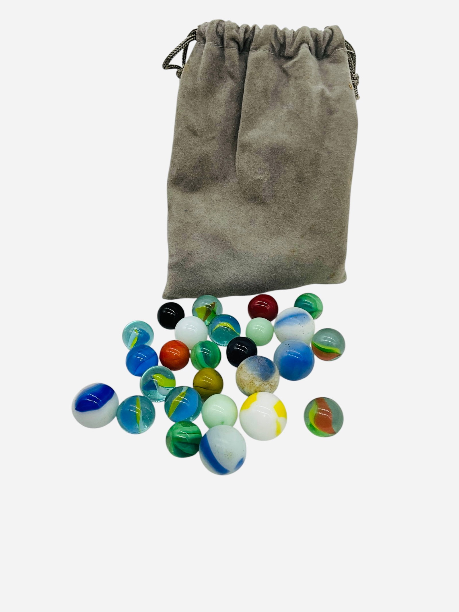 Cloth Pouch Of Marbles / Attic Find: See photos. 
