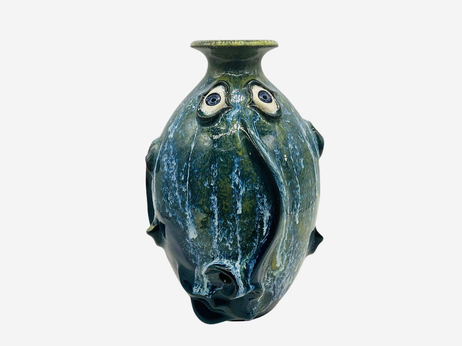 Jonathon Corn Long Nose Face Jug / Great Glaze: Mint condition. 10 inches tall. 