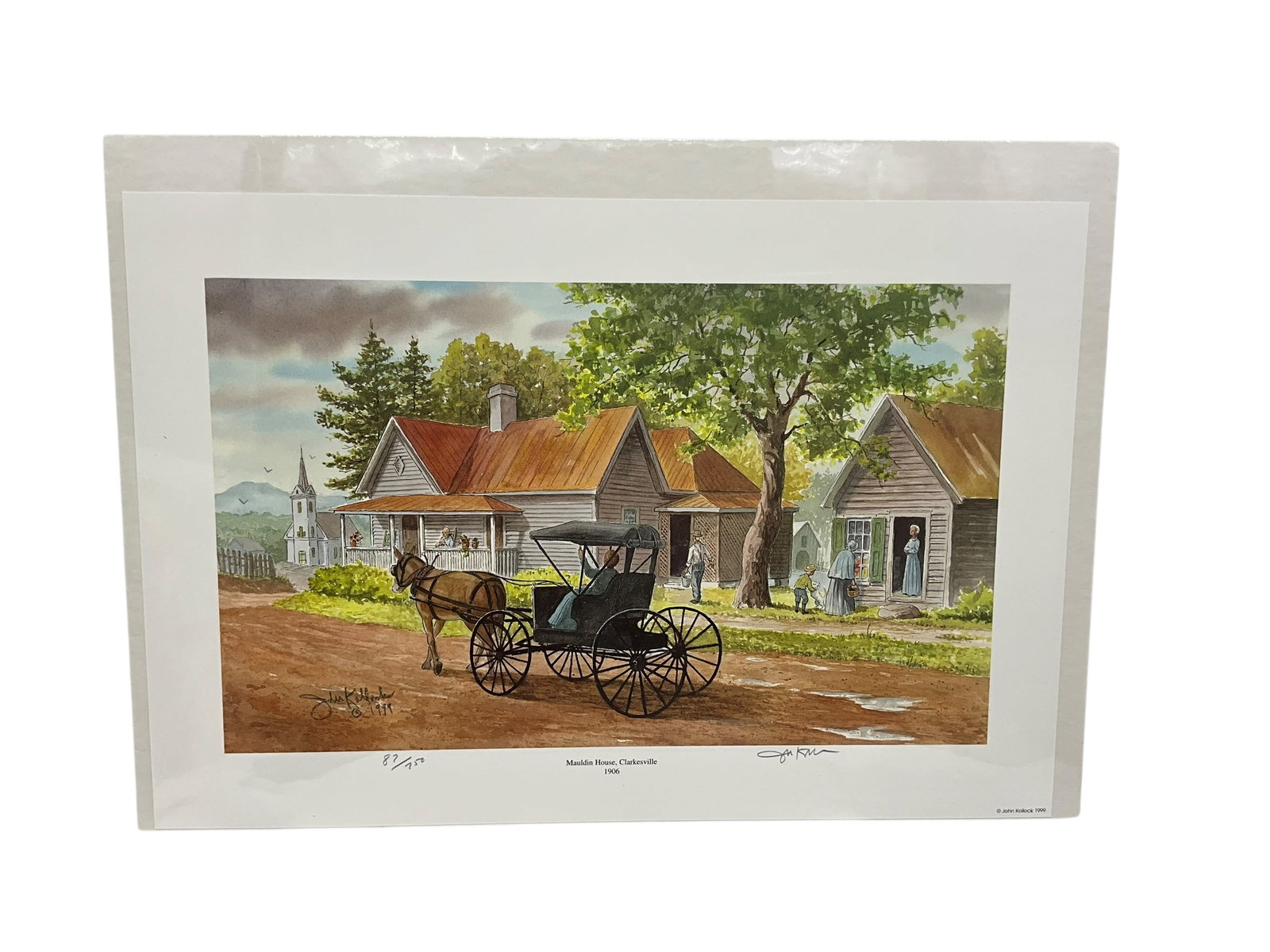 John Kollock Print - Mauldin House Clarkesville: Sealed John Kollock print titled 'Mauldin House, Clarkesville - 1906'. 87/750. Measures 19" x 13".
