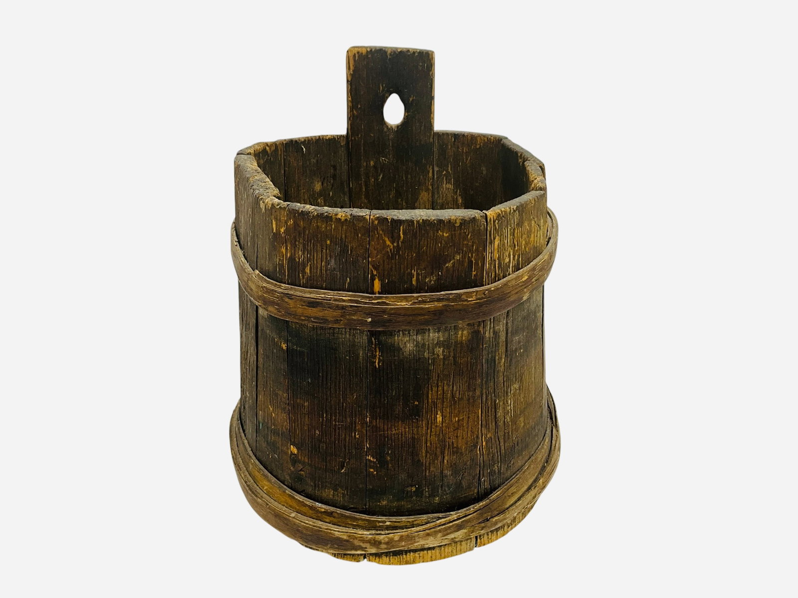 Primitive 1800â€™s Wood Gathering Bucket: Goos vintage condition. 12 inches tall. See photos. 