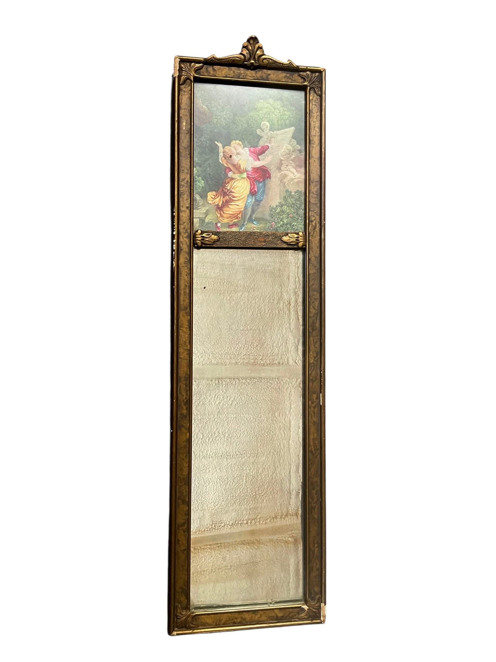 Antique French Trumeau Long Wall Hanging Mirror (1 of 3)