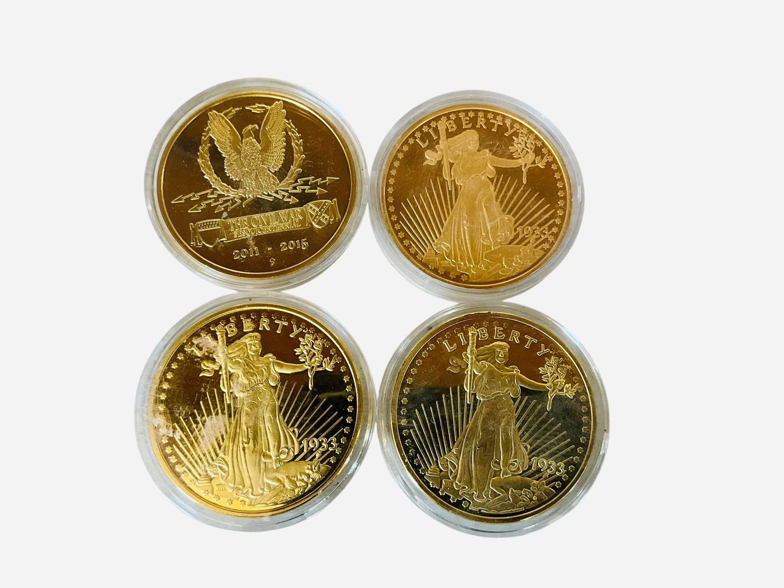 Lot Of 4 Gold Eagle / Civil War Proof Coins: 3 Gold Eagles & 1 Civil War Commemorative Copy Coins. 