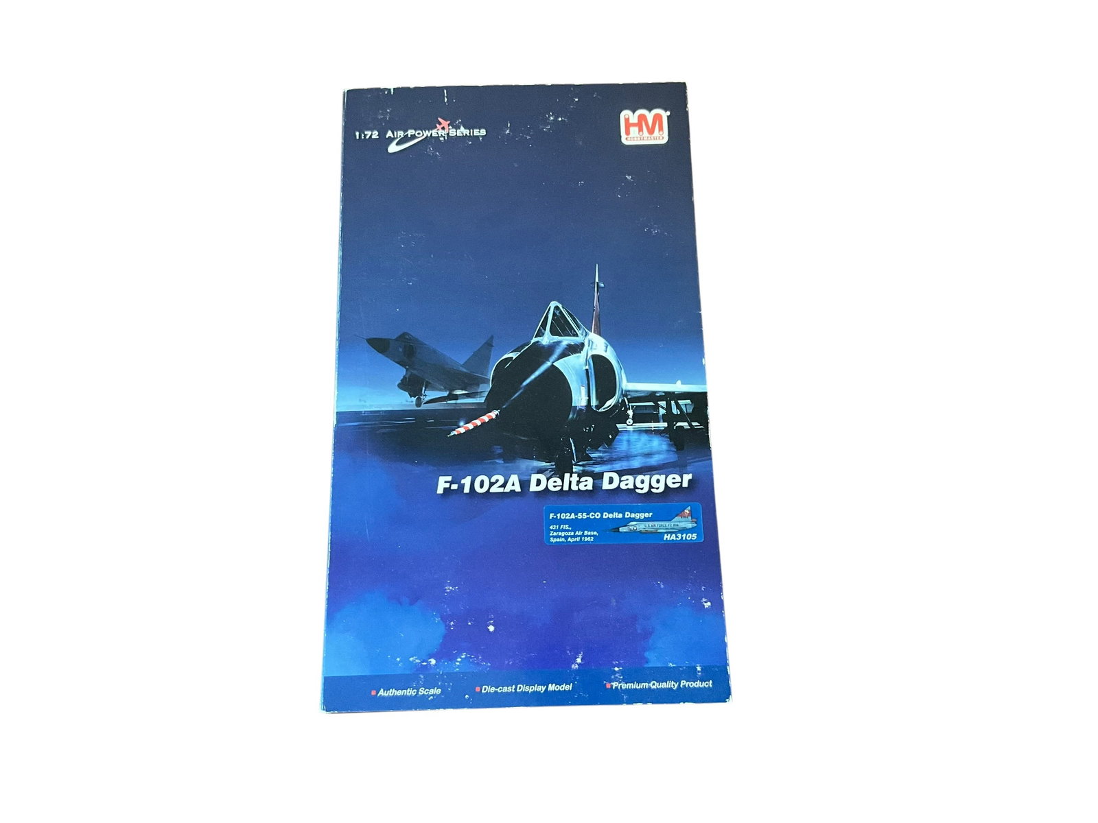 HobbyMaster Die Cast Model F-102A Delta Dagger: Good preowned condition. 1:72 scale. Item number HA3105. F-102A-55-CO Delta Dagger. Item in original box and box measures 13.5" x 7.75" x 4". 