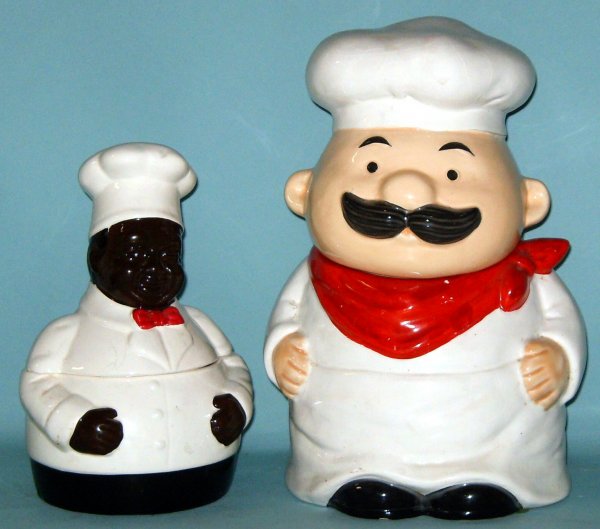 2 COOKIE JARS, ENTERMANN'S CHEF & BLACK CHEF: 2 COOKIE JARS, ENTERMANN'S CHEF & BLACK CHEF