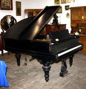 STEINWAY & SONS GRAND PIANO: STEINWAY & SONS 6 FOOT CONCERT GRAND PIANO, MANUFACTURED IN 1900'S (#97645) NEEDS SOME VENEER REPAIR