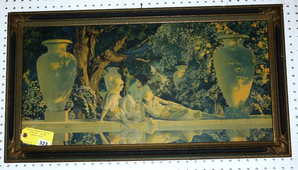 MAXFIELD PARRISH PRINT: MAXFIELD PARRISH ''GARDEN OF ALLAH'' PRINT IN ORIGINAL FRAME, 15''X30''
