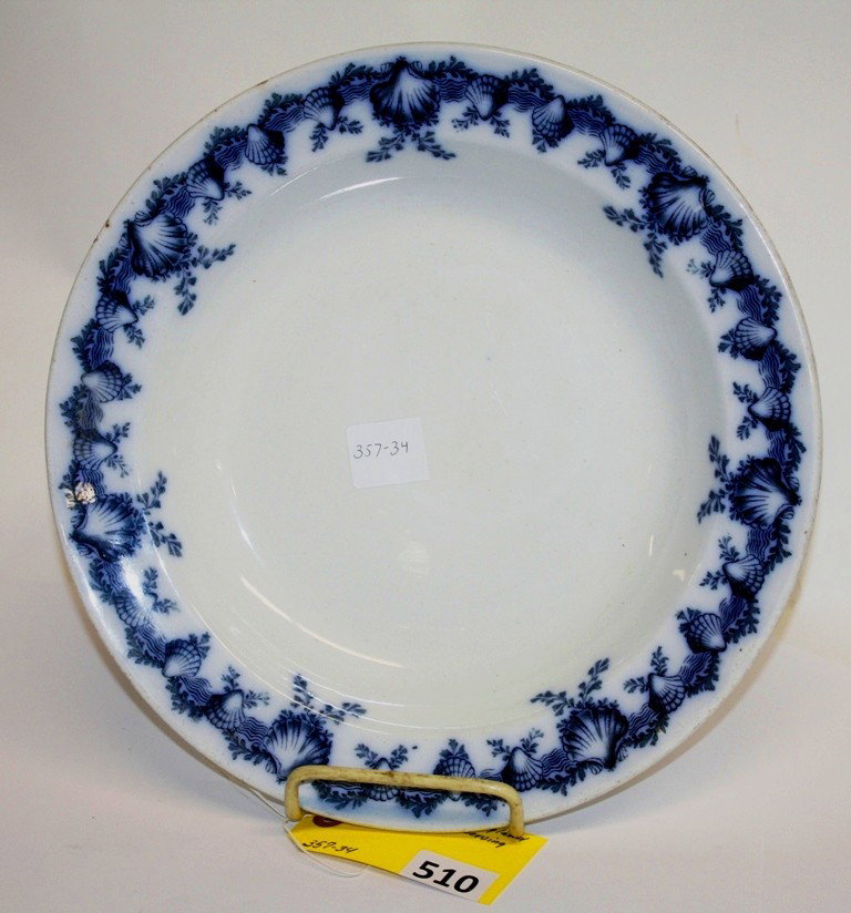FLOW BLUE PLATTER: LARGE FLOW BLUE SERVING PLATTER, MARKED NEPTUNE, CAULDON ENGLAND