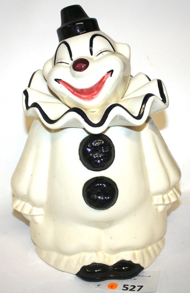 METLOX COOKIE JAR: METLOX ''HORELICA CLOWN'' COOKIE JAR, MARKED ON BOTTOM, GOOD CONDITION