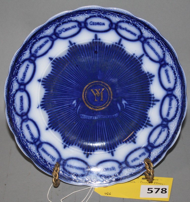 FLOW BLUE ADVERTISING: FLOW BLUE STATE PLATE ADVERTISING - BOSTON, MASS.