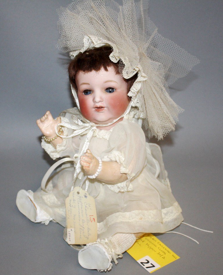 NIPPON BISQUE DOLL: JAPANESE BISQUE CAUCASIAN DOLL MARK Y ORIGINAL CLOTHES - NO. 70018 NIPPON 30/2 - 12'' TALL