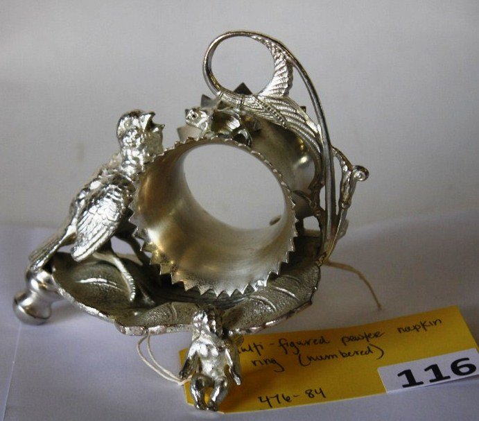 PEWTER NAPKIN RING: MULTI FIGURED PEWTER NAPKIN RING (NUMBERED)